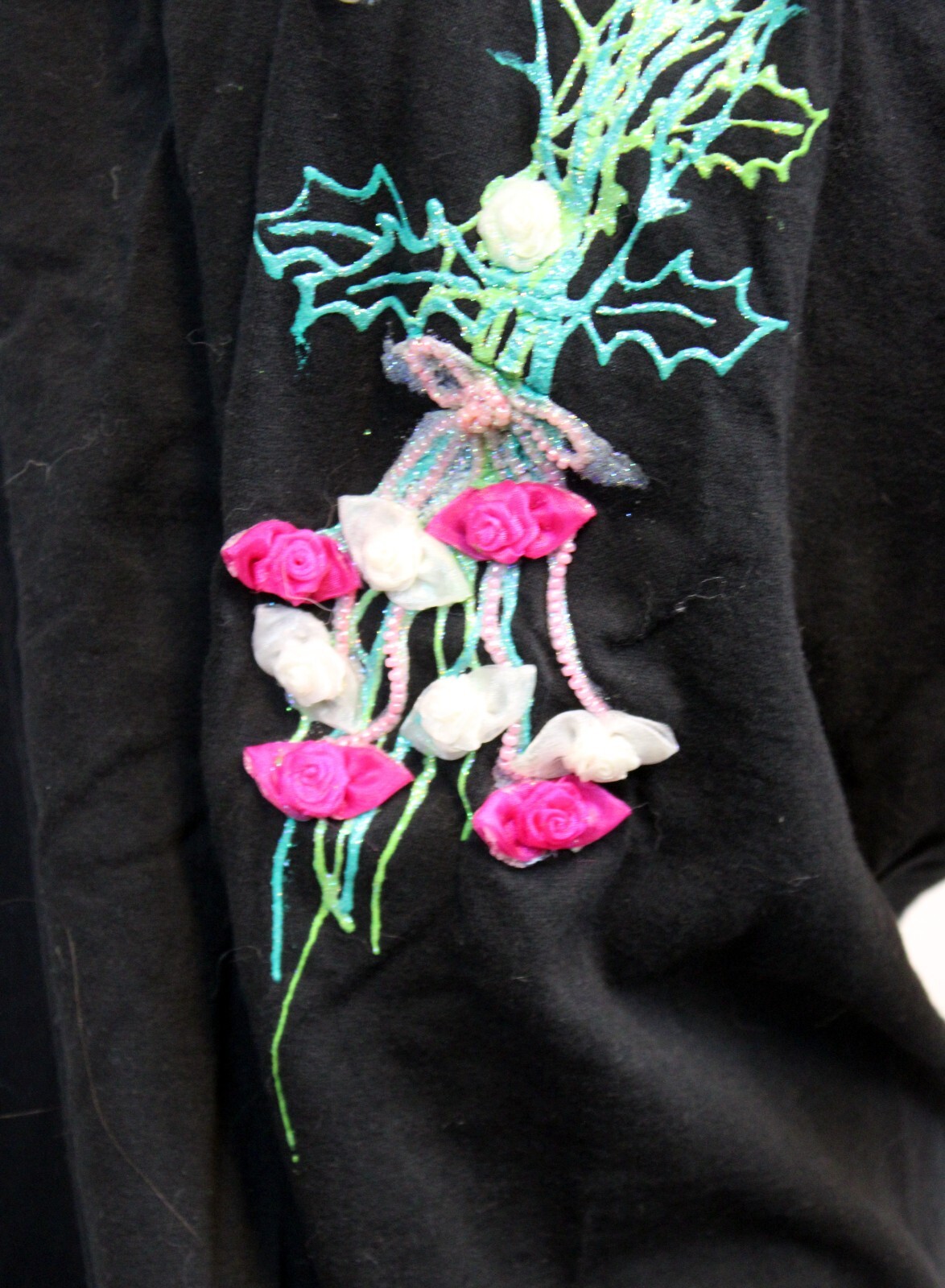 Vtg 80s/90s Premier Sportswear Upcycled Women’s T-Shirt sz XL Rose Bouquet Trim