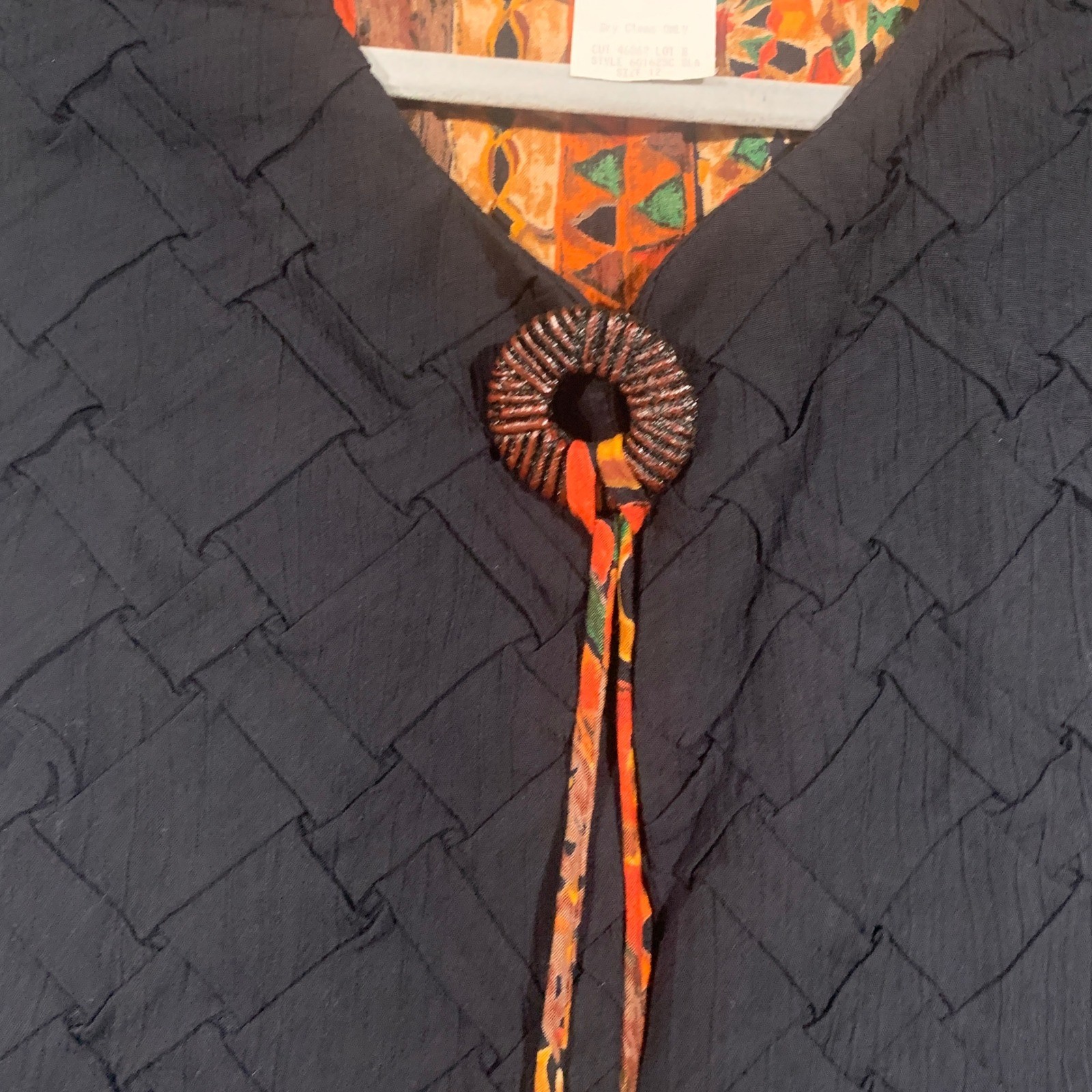 Carole Little Woven Vest Womens 12 Black Textured Geometric Art To Wear 90s NEW