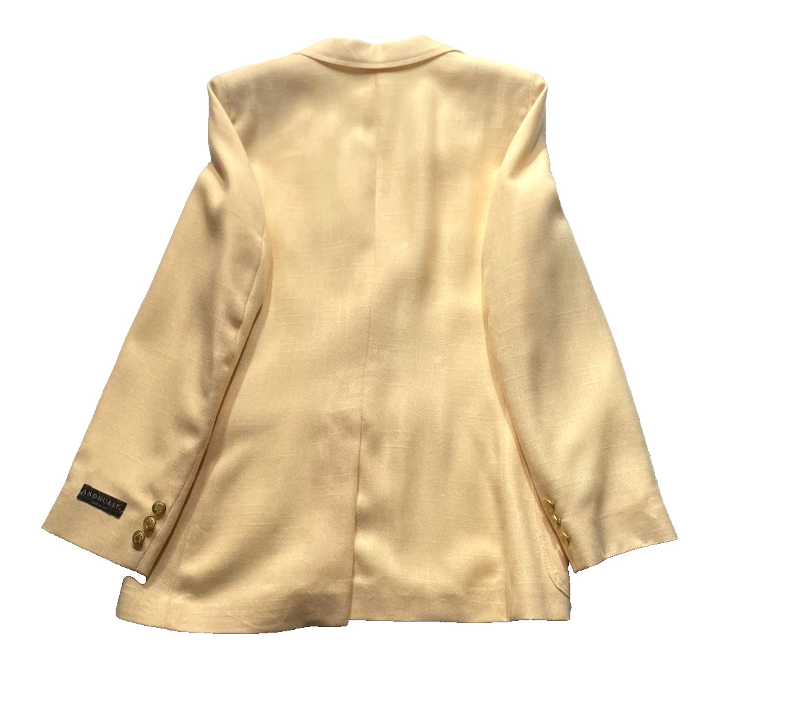 ANDHURST Women’s VTG 2-Button Lined Yellow Blazer Jacket USA Brass Buttons Sz SM
