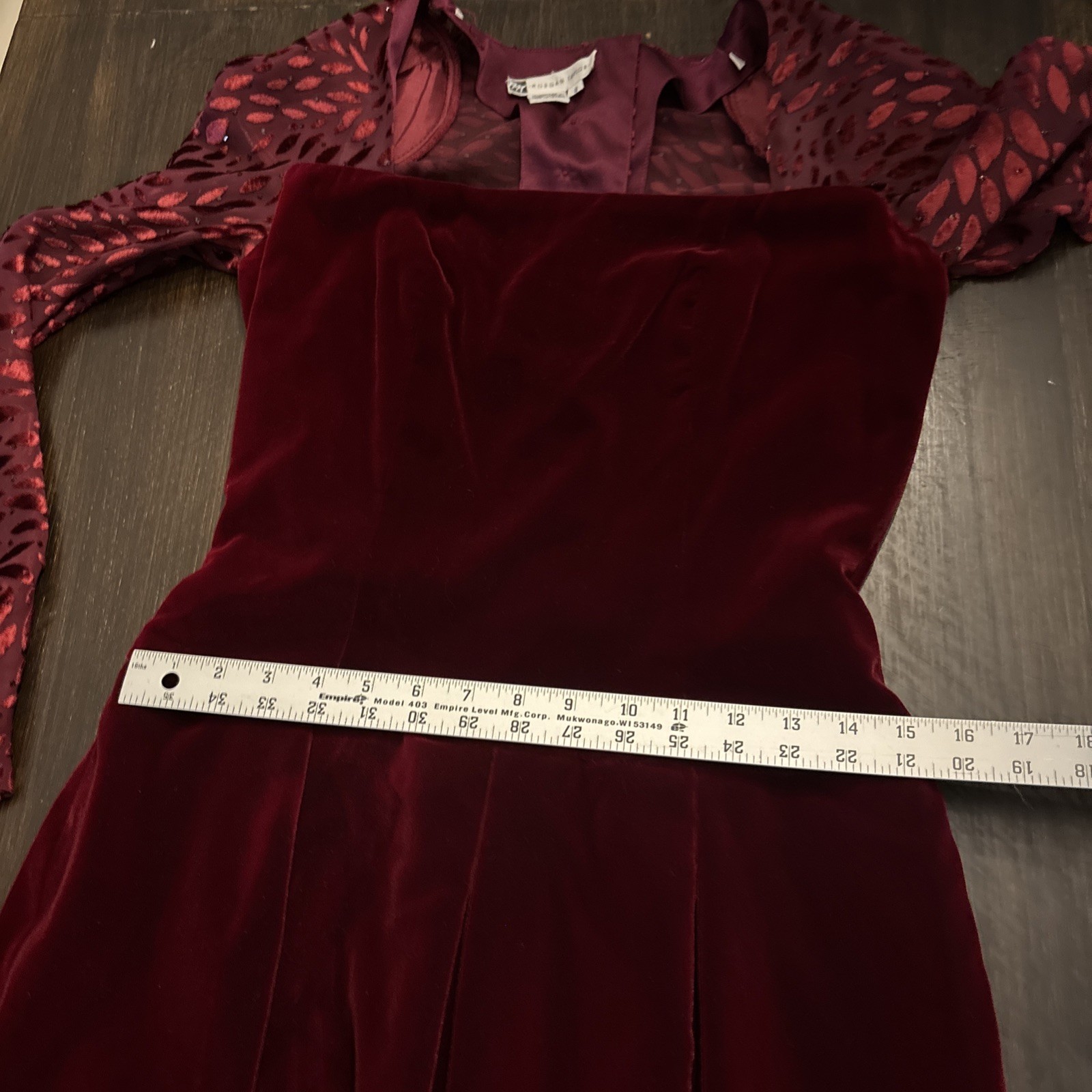 Vintage Morgan Taylor Red Velvet Beaded Evening Cocktail Dress Sz 8