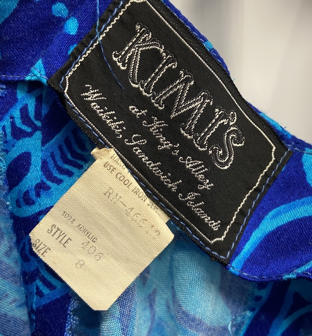 Vintage 70’s Kimi’s at Kings Alley Blue Botanical Flutter Sleeve Maxi Dress S/M