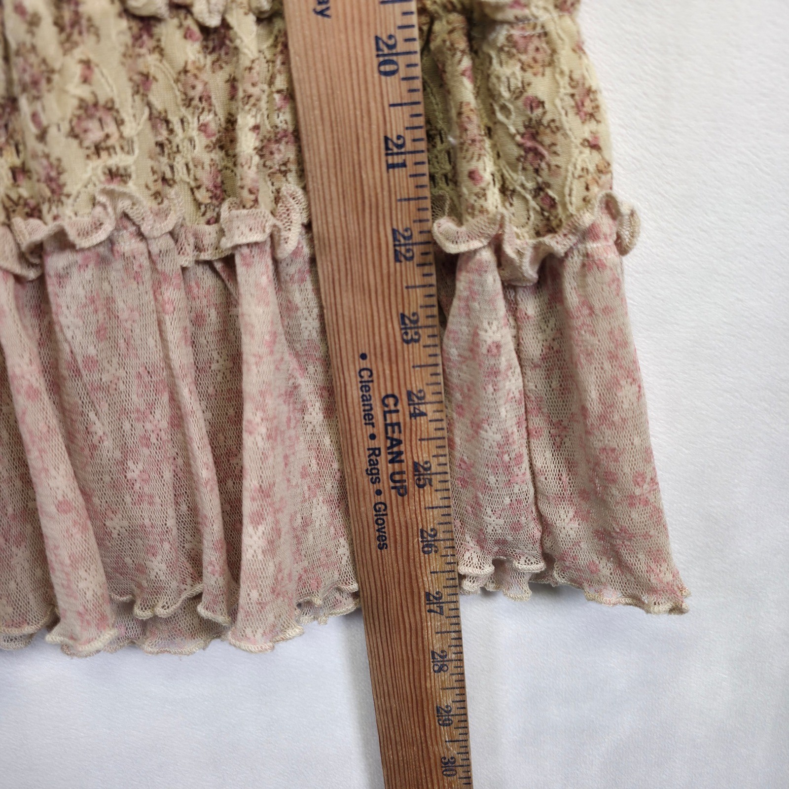 Floral Patchwork Lace Boho Skirt Womens M Pink Cottagecore Coquette Ruffle Y2K