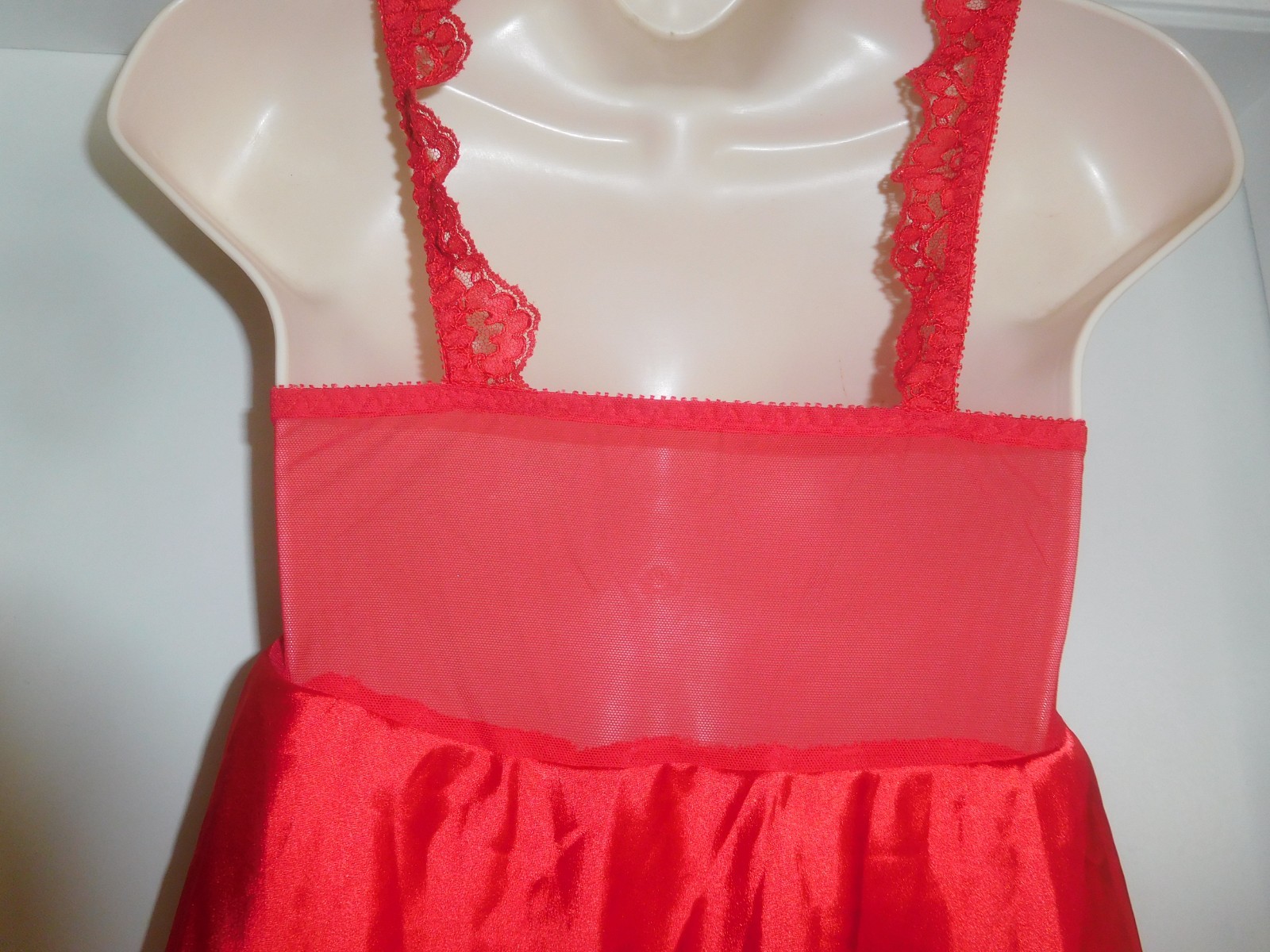 Vintage Victoria’s Secret Babydoll 90s Red Satin Lace Lingerie Miracle Bra UW S