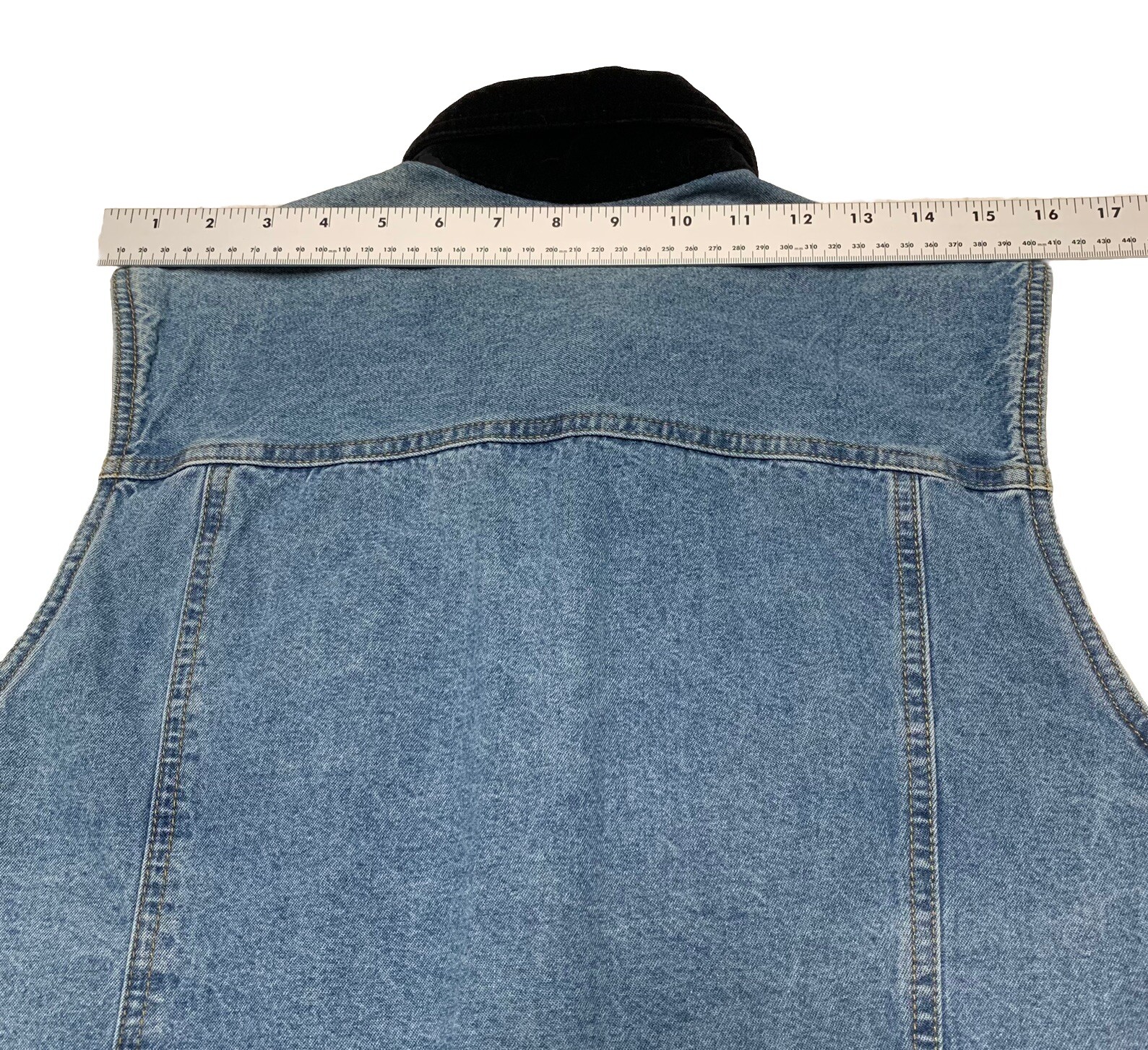VTG 90s Generra Jean Vest Women’s Size M 100% Cotton Denim Black Velvet Collar