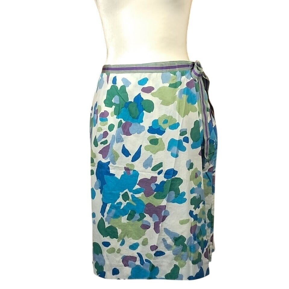Vintage 60s PLAY BY LEON LEVIN 8 Mod Floral Wrap Skirt Side Zip Knee Length