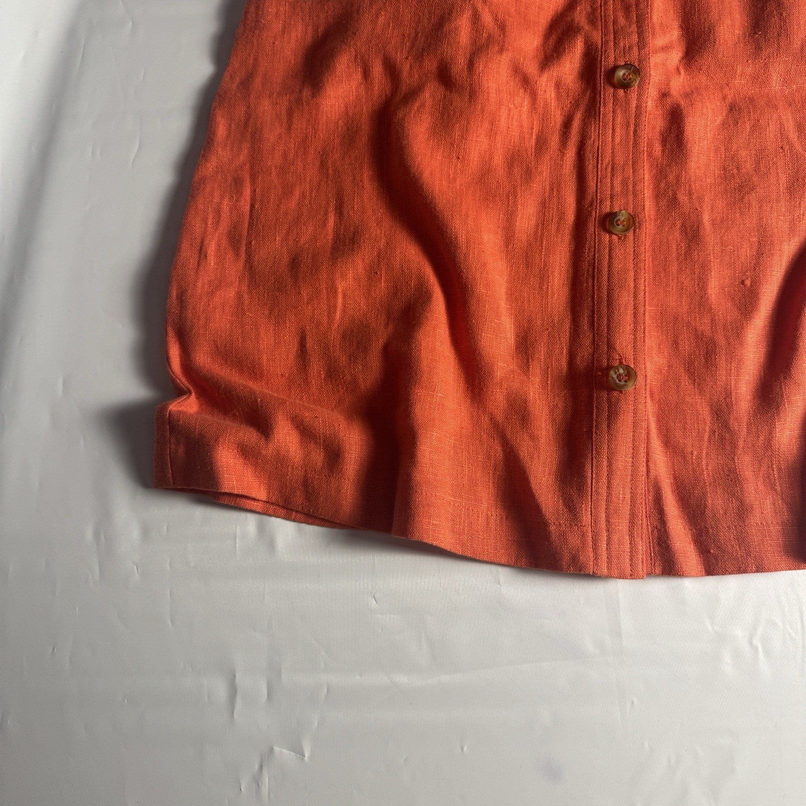 NWT Vintage Harve Benard Linen Skirt 8 Orange Button Front A-Line Ukraine