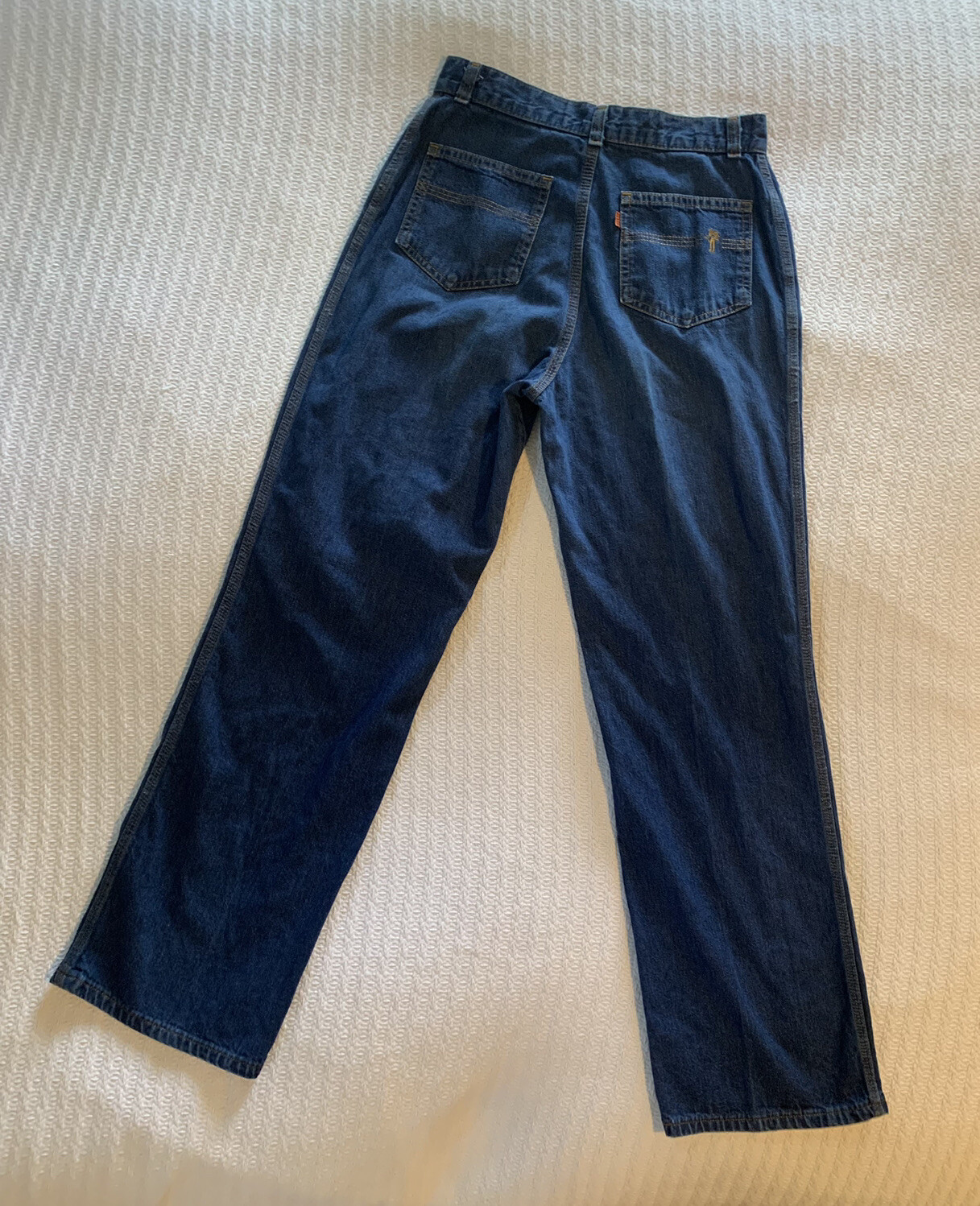 Vintage 70s Levi’s Dark Jeans Classic Straight Cut Orange Tag Embroidered Sz 14