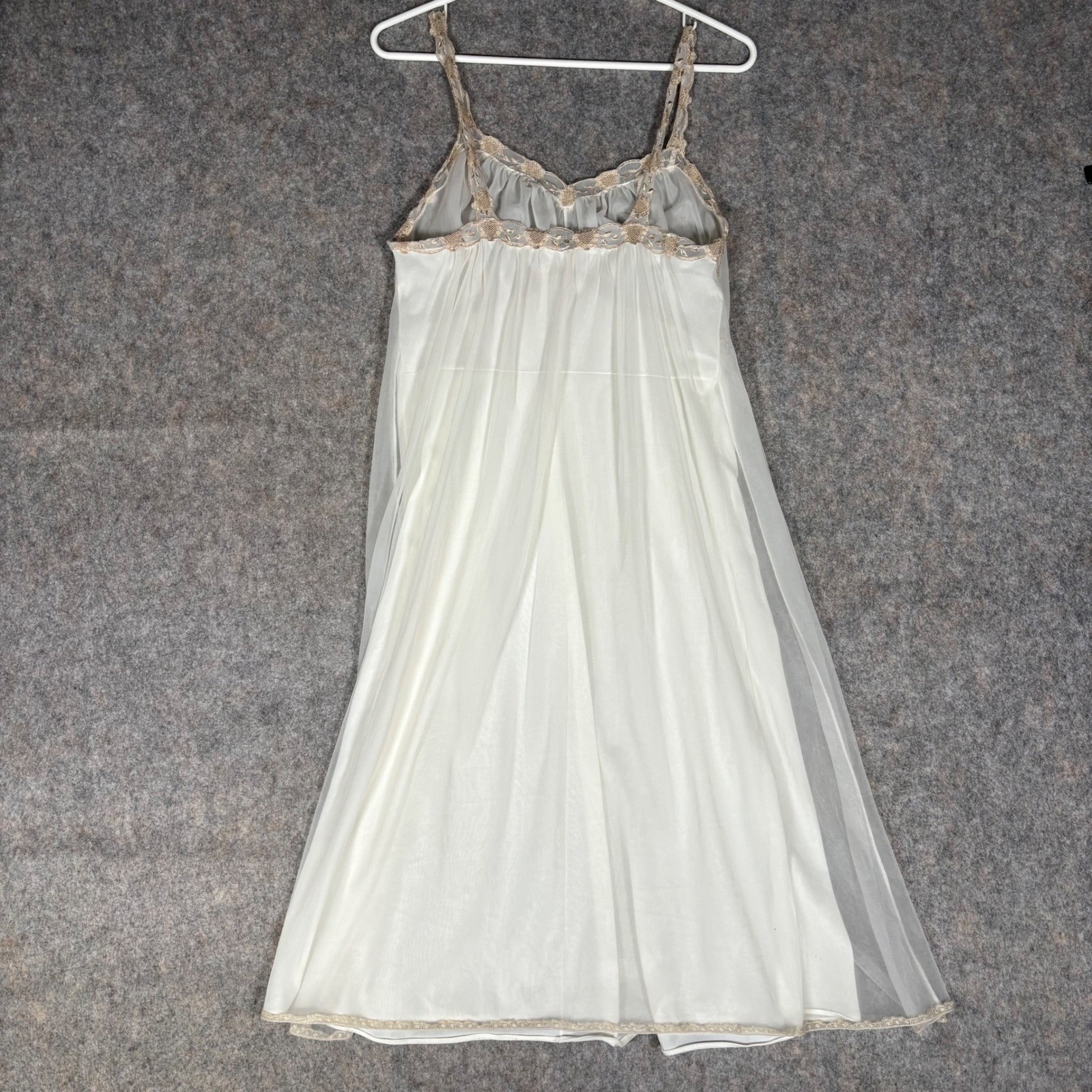 Seamprufe Nightgown Womens 34 White Vintage Lace Sheer Mesh Empire Waist Nightie