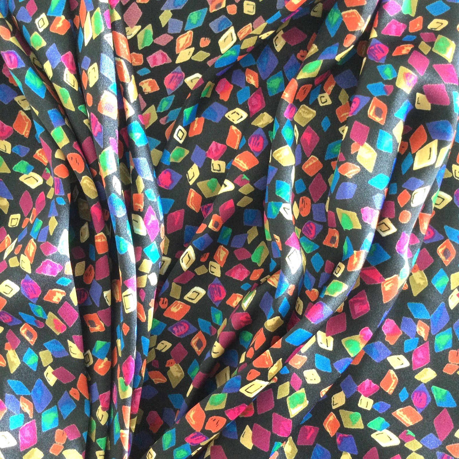 Vtg Marlis Blouse Colorful Confetti Print Draped Cowl Neck Retro Artsy Career 6