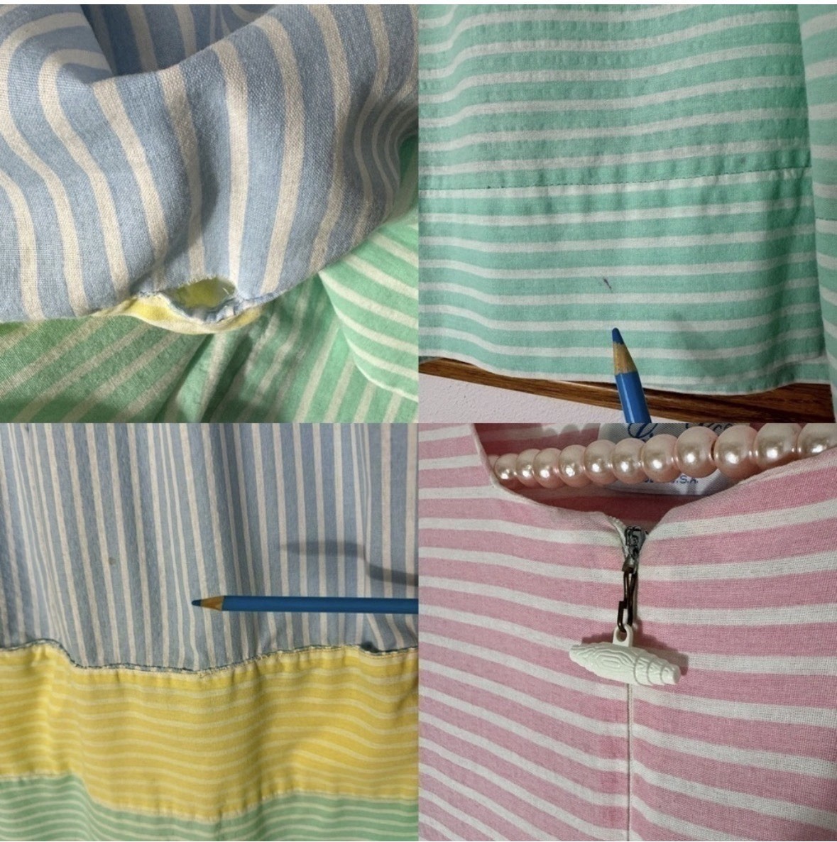 Vintage pastel striped seersucker dress