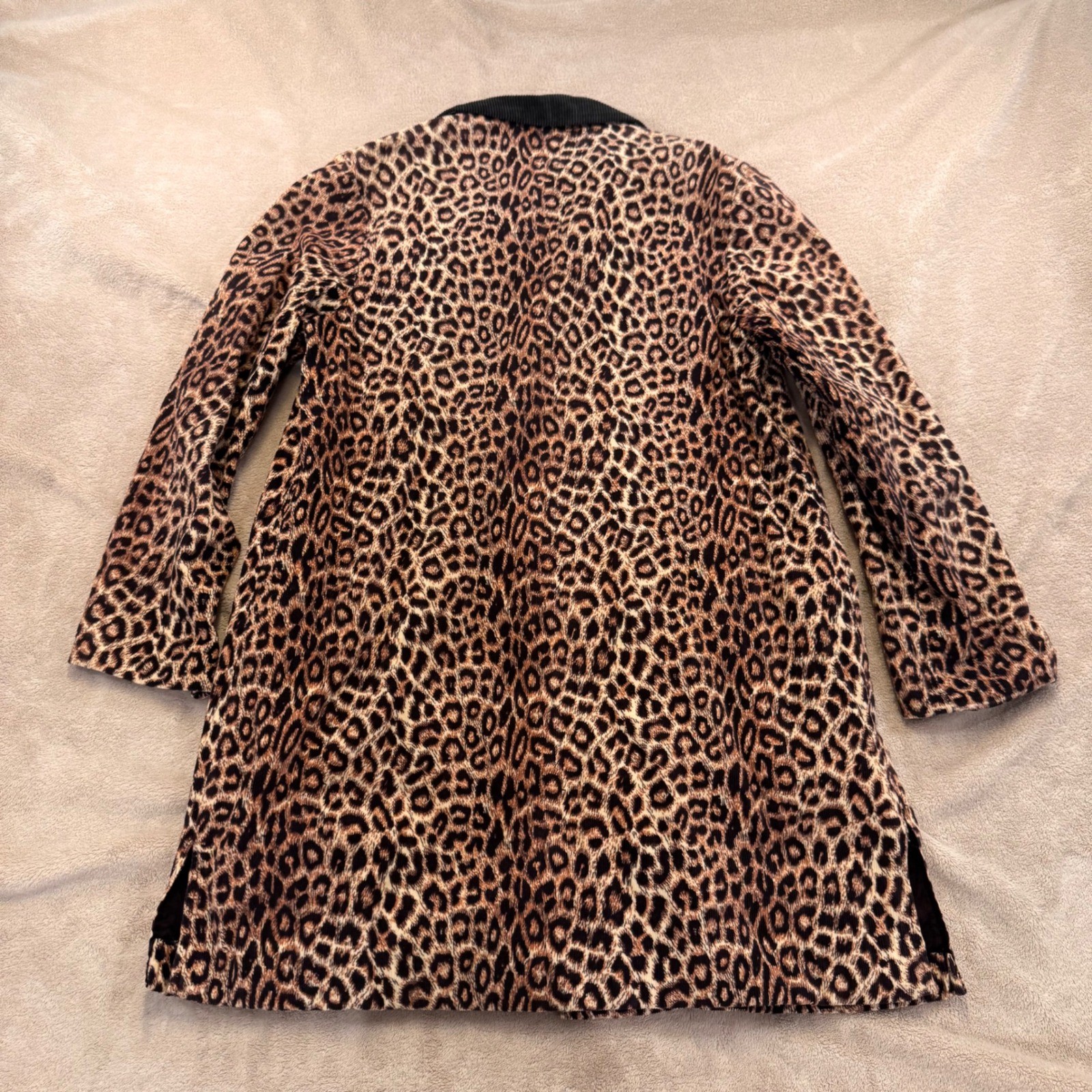 Vintage Leopard Corduroy Swing Coat Mob Wife Rockabilly Pinup Retro Jacket SZ M