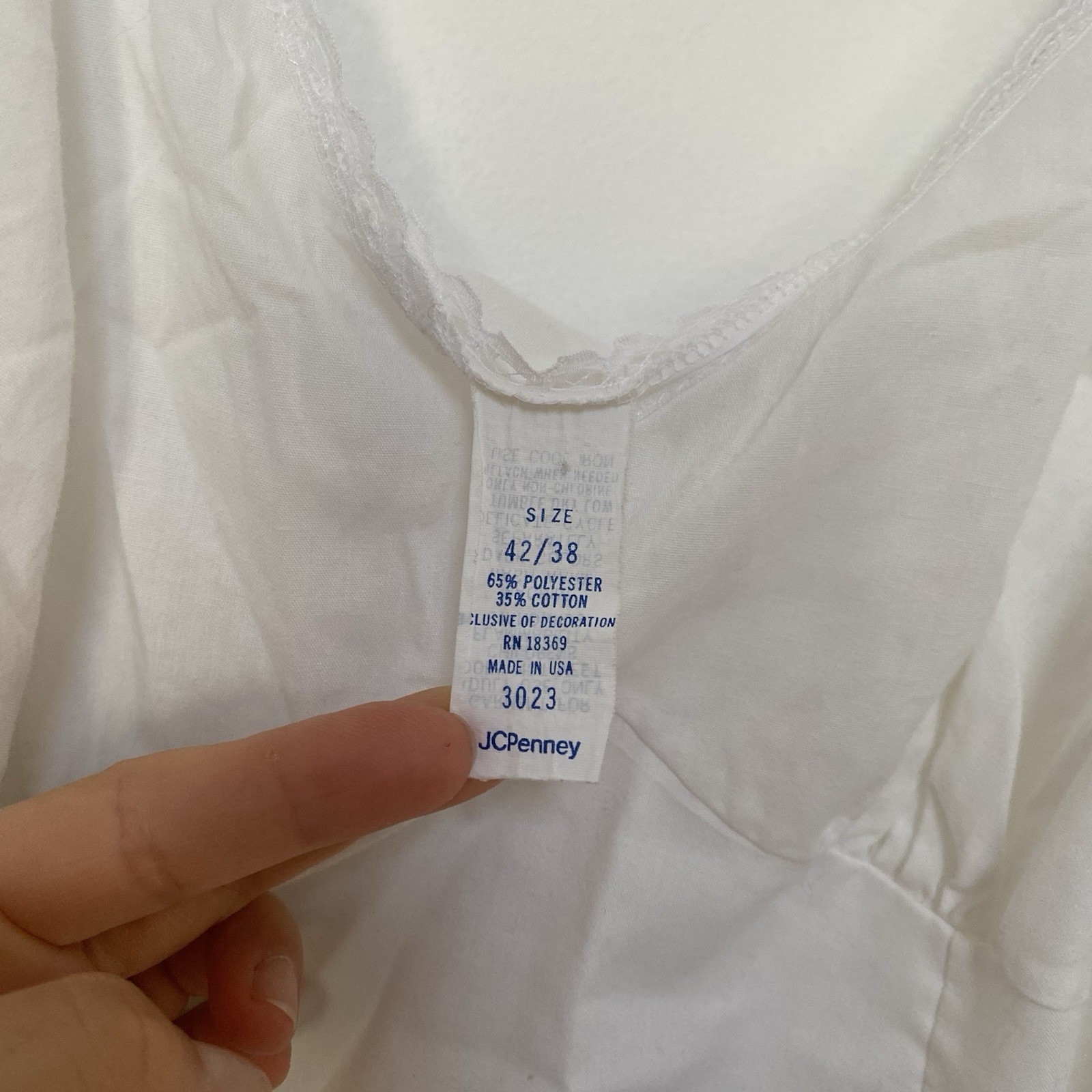 JCPenney Vintage Cotton Blend Slip Undergarment Cottagecore Size 43/38 L White