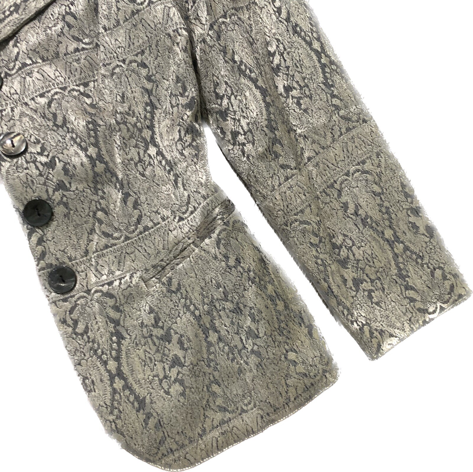 Vintage Nina K Silver Rayon Brocade Blazer Jacket Sz 4