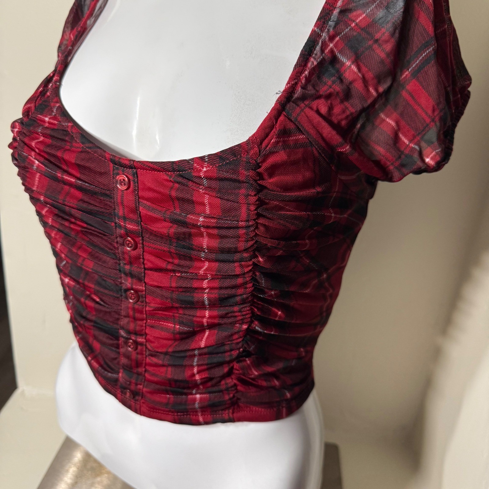 Almost Famous Red Smocked Top Size M Y2K Aesthetic