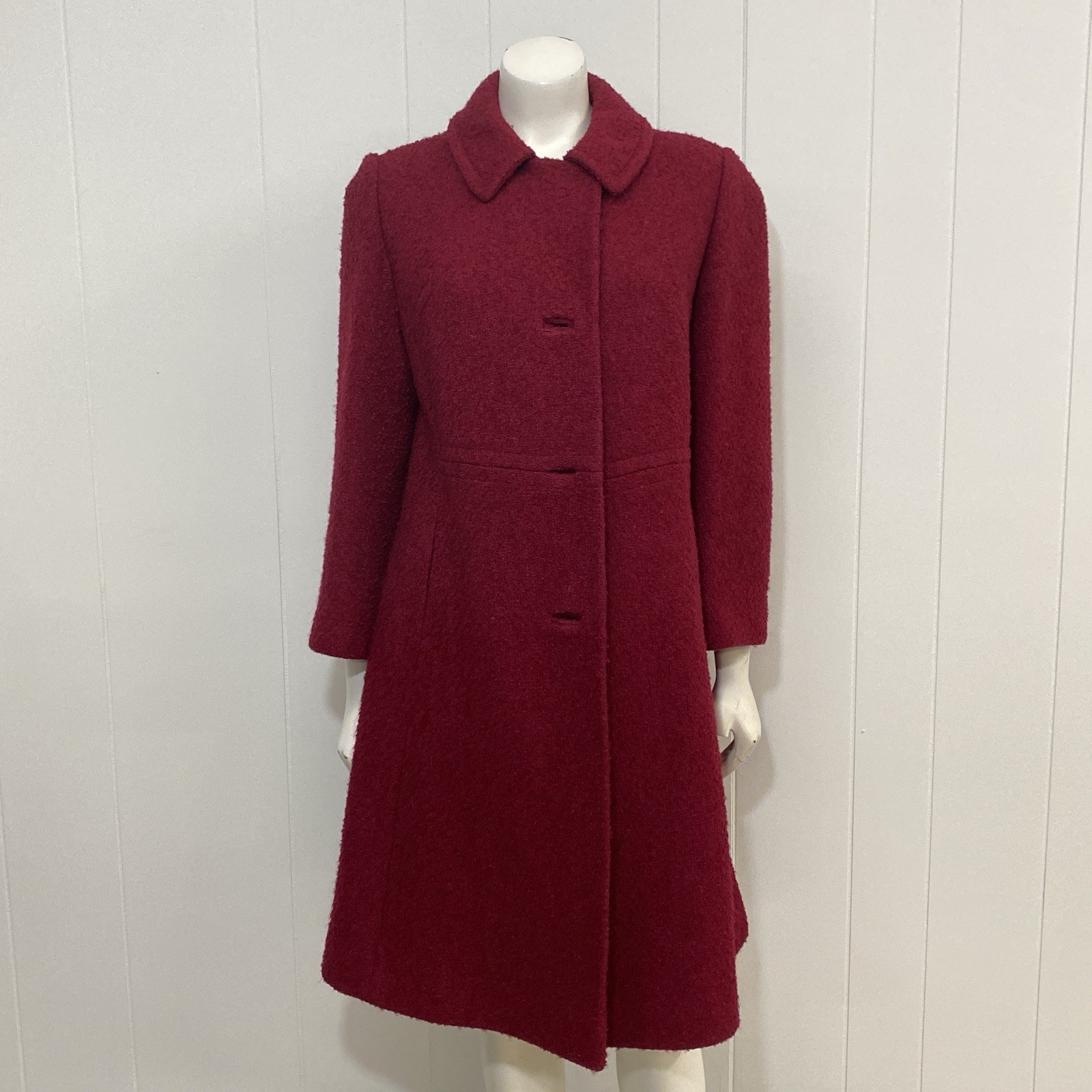 Vintage Union Made 60’s Coat Womens S/M Pink Boucle 3/4 Sleeve Classic Timeless