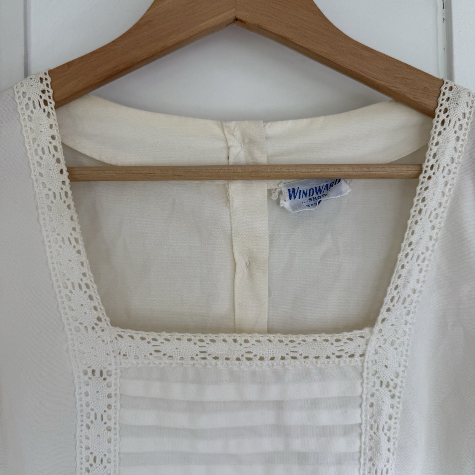 Vintage Cottagecore Windward Shop Montauk Ivory Prairie Dress M Lace Pintuck