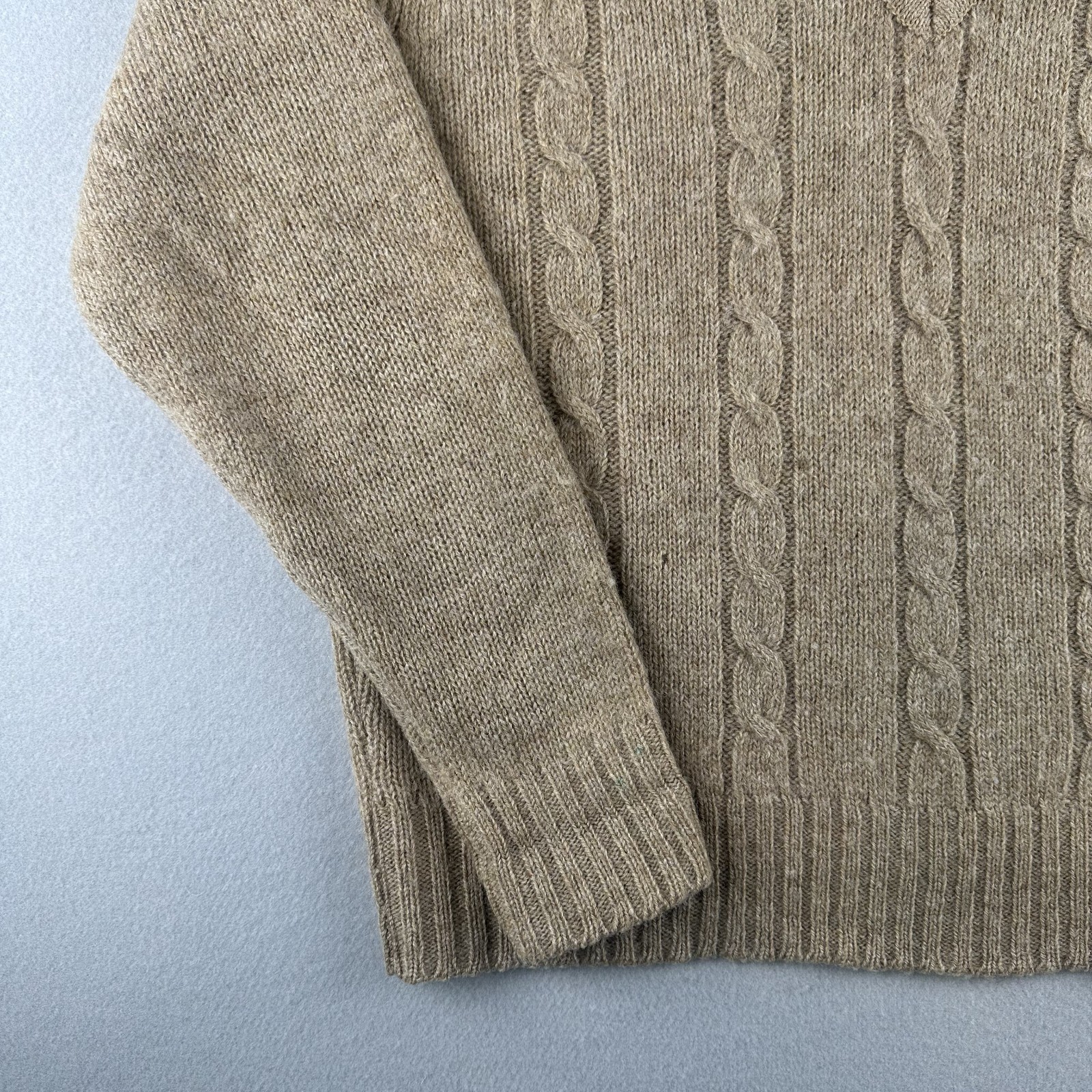 ZCMI Vintage 70s Beige Pure New Wool Sweater Size Large Made in British Crown HK
