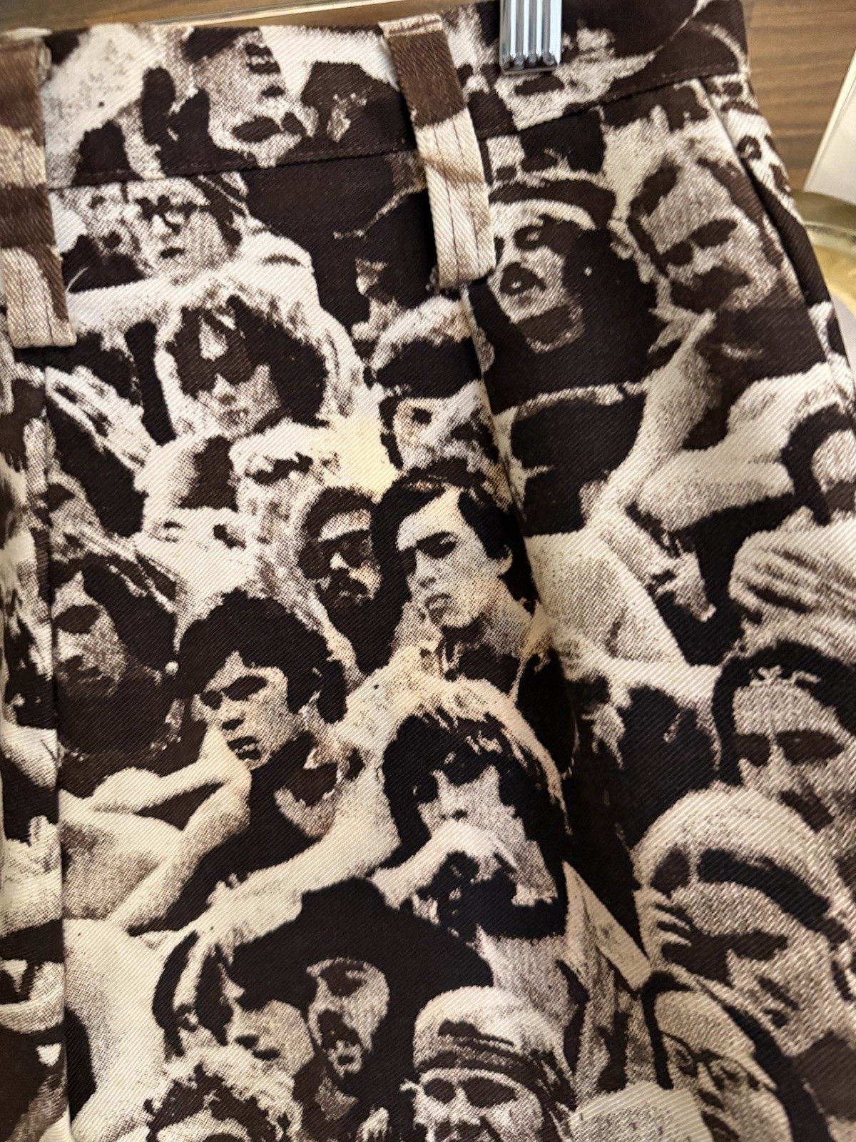 Vintage 1969 Baron Wolman Woodstock Crowd Print Shorts 60s Hot Pants Pop Art NY
