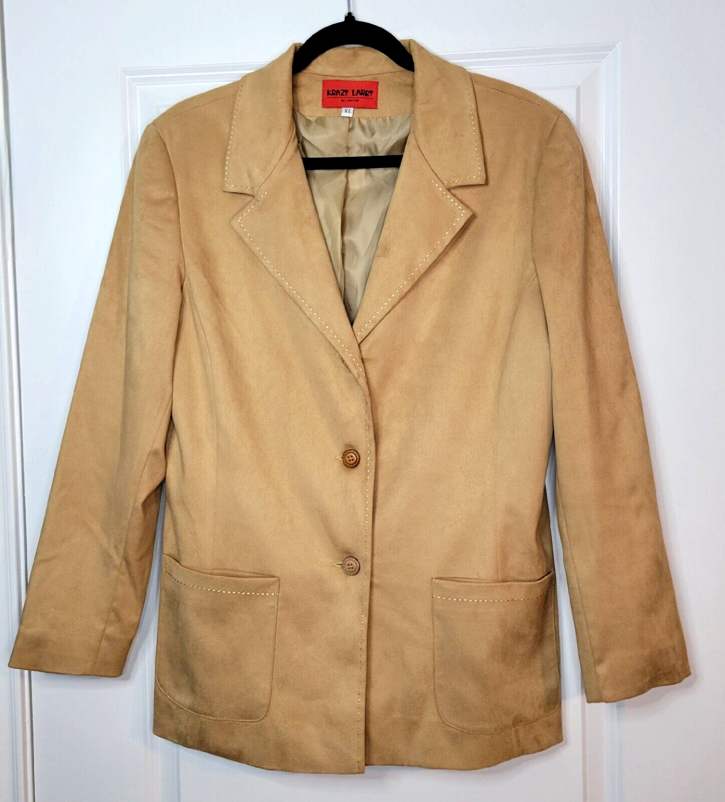 Vintage Faux Suede Blazer Jacket Women’s XL Krazy Larry By Jacob Tan U.S.A Made