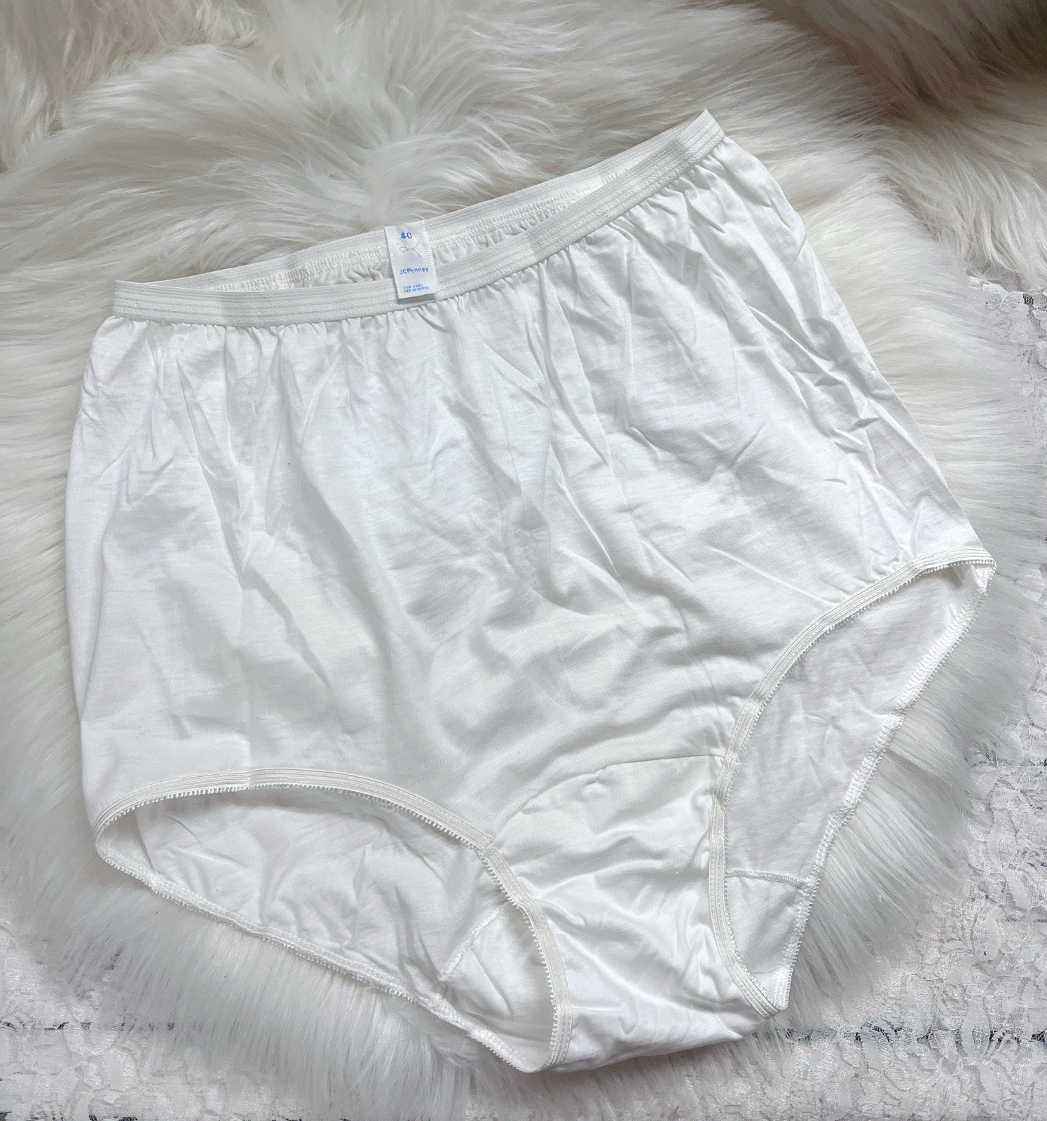 Vintage 80s JCPenney White Granny Panties High Waisted Underwear NWOT L „40”