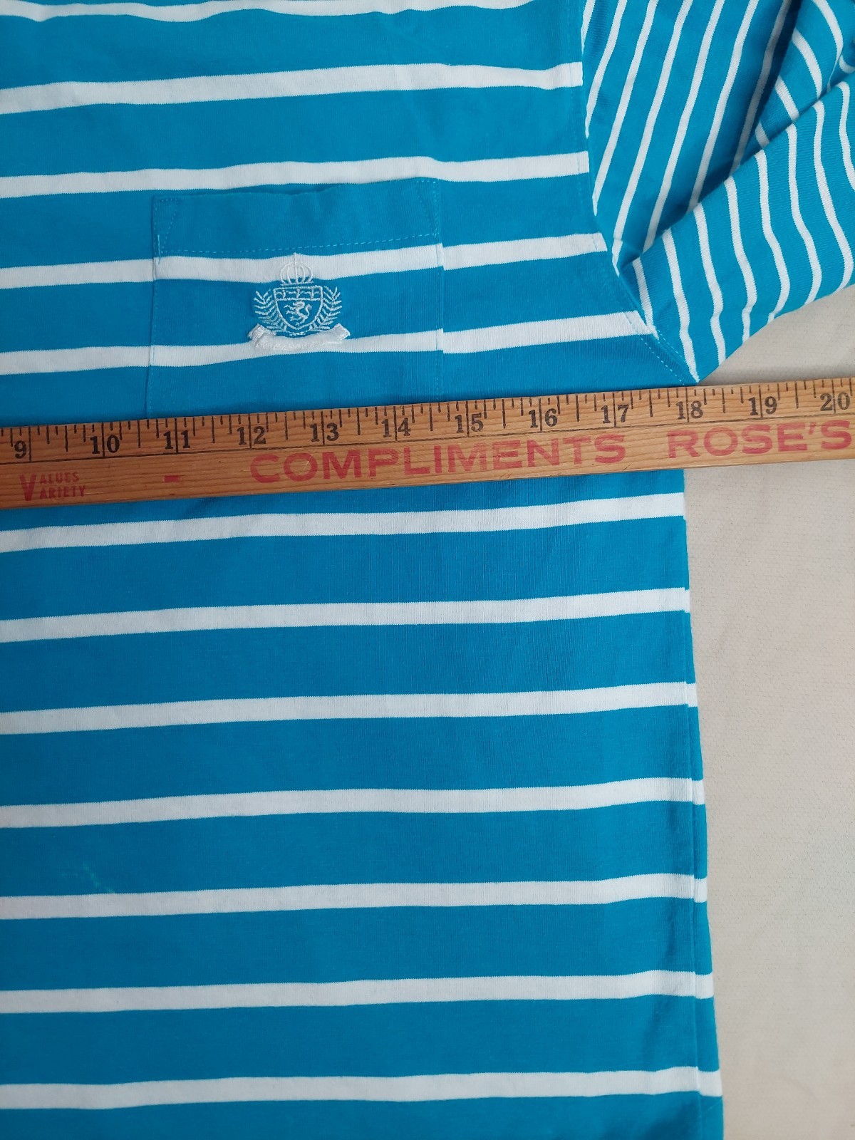 Vintage 90s Striped Crop Top Teal Blue White Baby Tee Preppy Coastal Y2K Shirt S