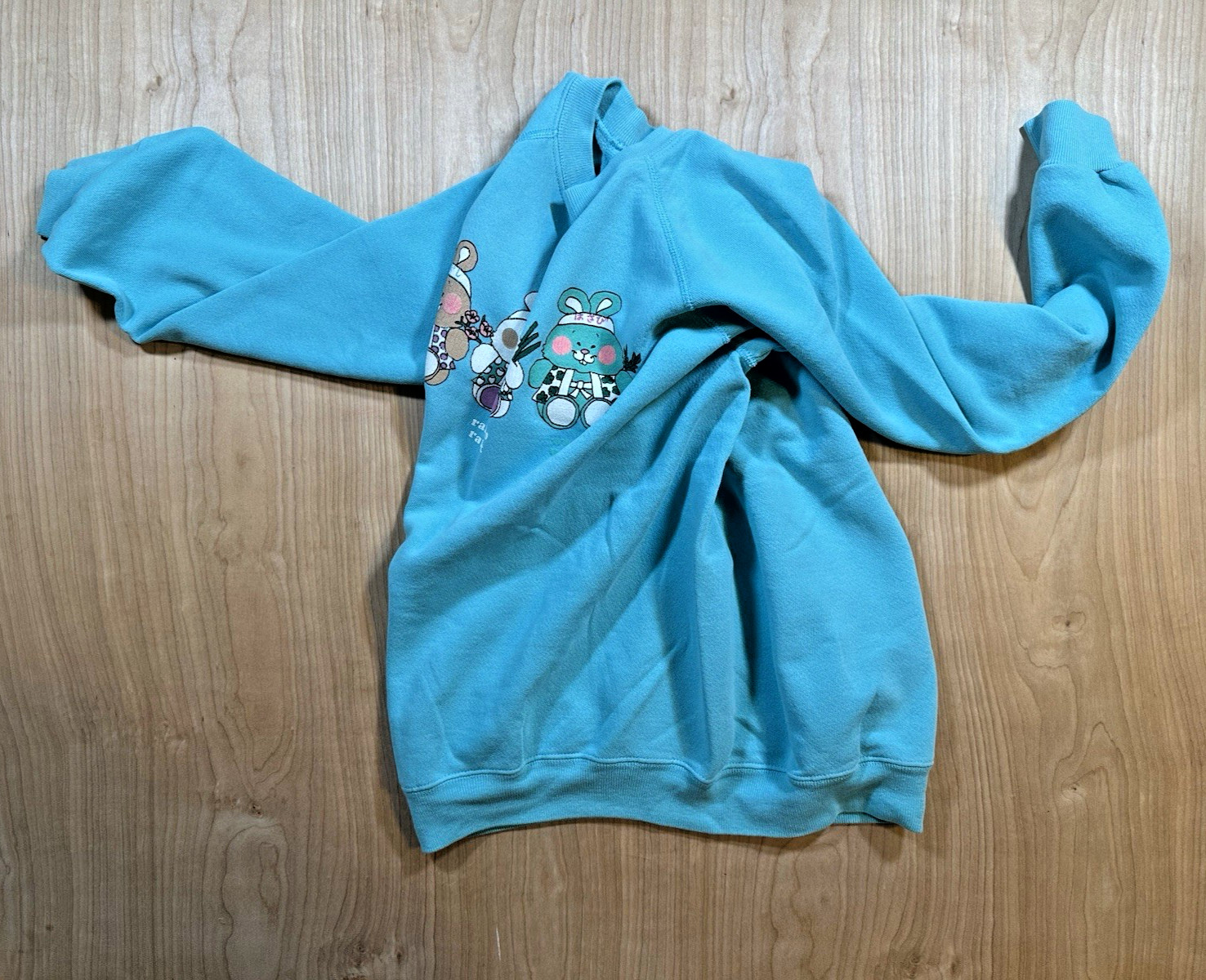 vintage 1987 japanese bunny rabbit CUTE SWEATSHIRT hanes L KAWAII aya-ko MOCHI
