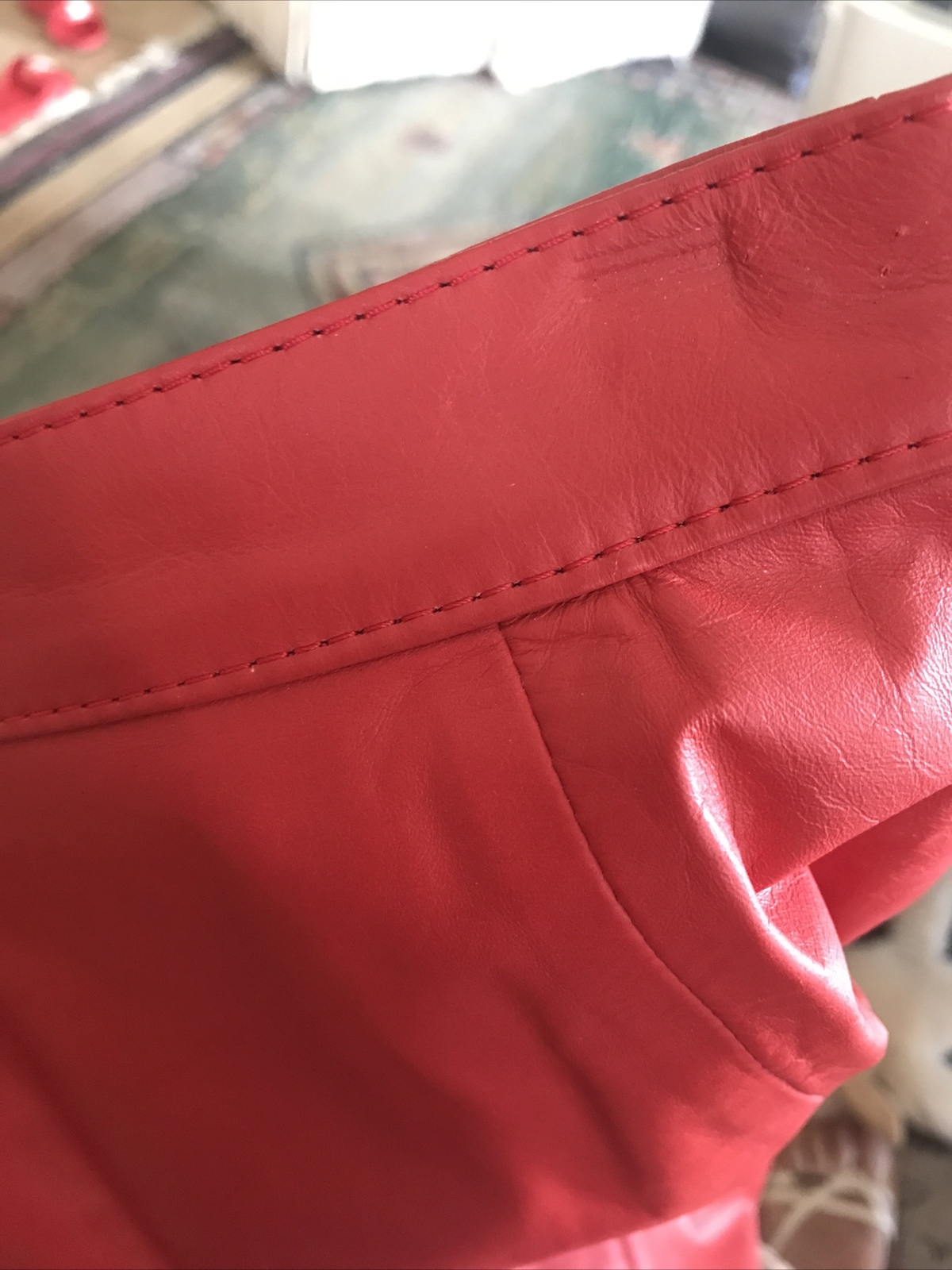 VTG 80s lipstick red leather pencil skirt sexy daring form fitting valley girl