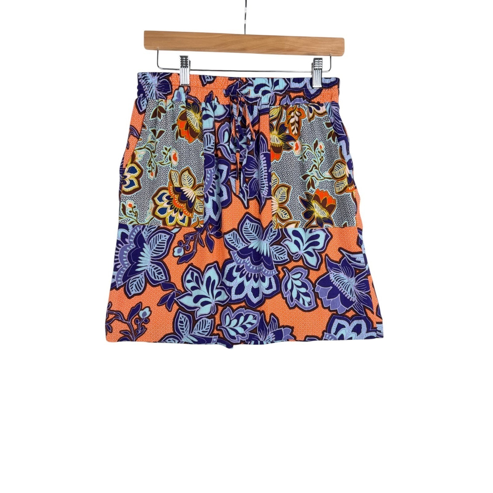 Loft Floral Psychedelic Artsy Print Skirt size XS Blue/Orange