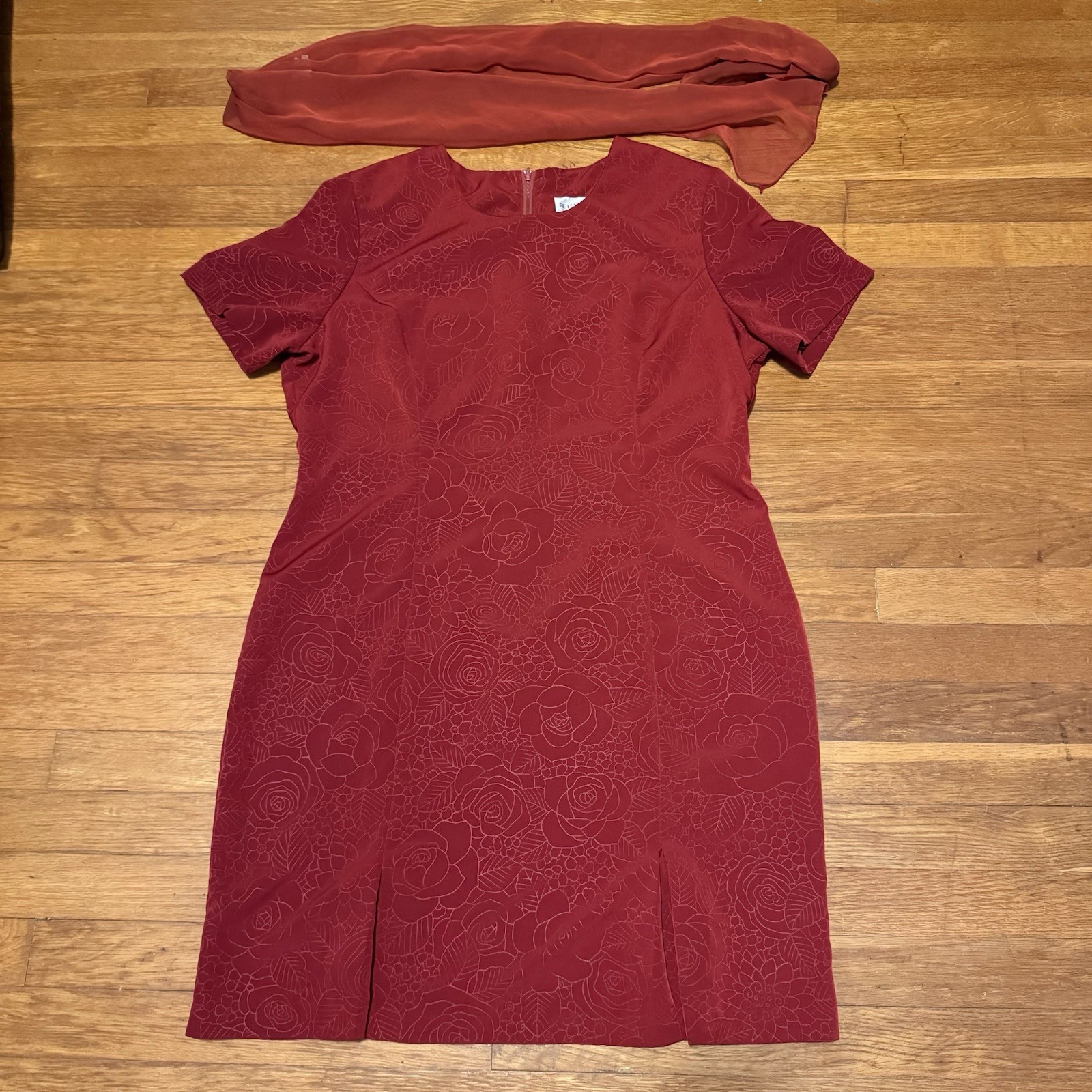 VTG 90s Betsy’s Things Floral Dress & Scarf Red Sz 12P Women’s Clothing