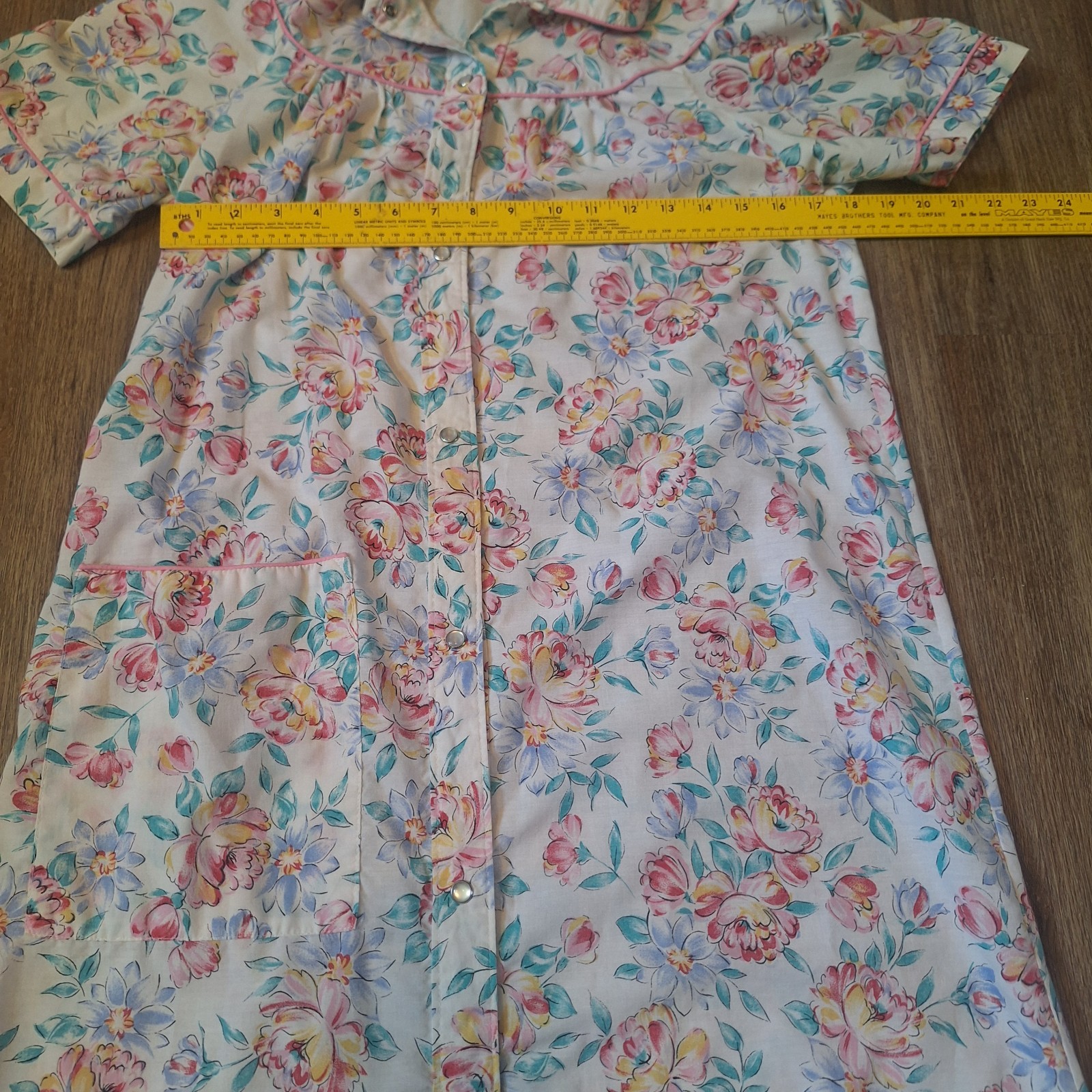 Pearl Snap Granny Core Housecoat House Dress Sz S Vtg Cottage Mumu Bloomcore