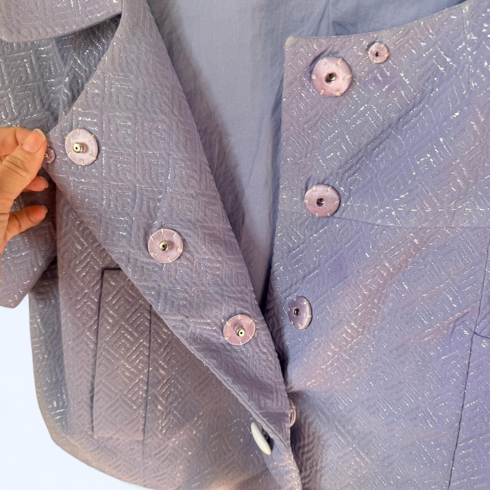 Vintage 60s Retro Cropped Button Up Blouse Jacket with Collar and Pocket