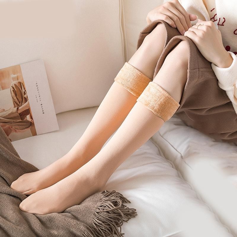 2× Winter Long Socks Women Warm Soft Velvet Thicken Stockings Plush 17.7 inch US