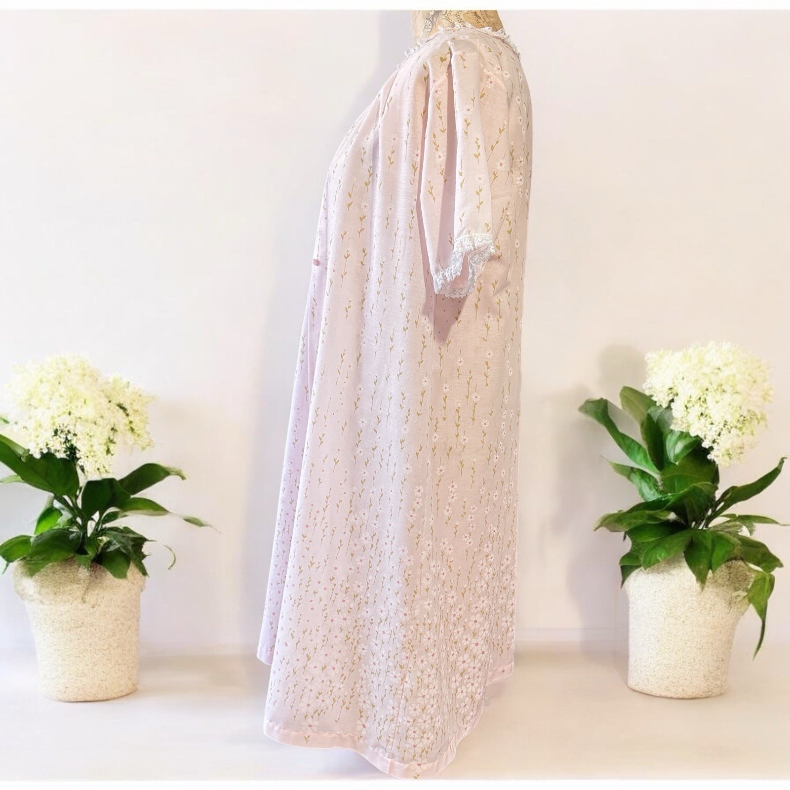 VTG Pinehurst Lingerie Nightgown Robe 2 Piece Pink Cotton Blend Women’s Small