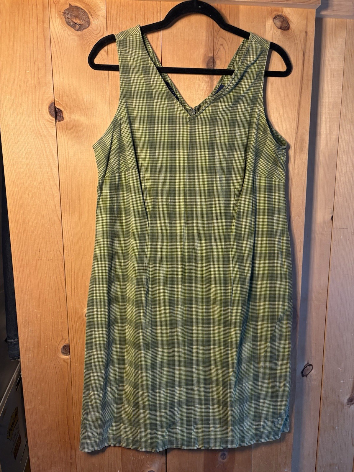VTG Plaid dress Venezia Green Summer Dress Sz 16 Stretch Y2K Lightweight 38/38