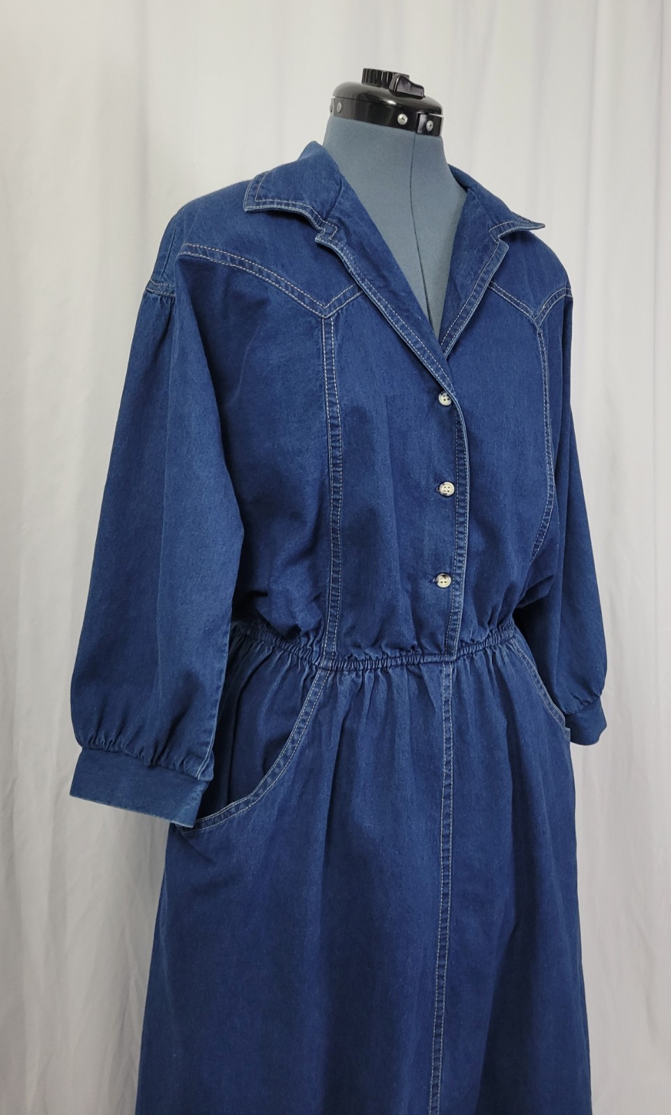Vintage Kay Brandon for H & A Denim Shirt Dress w Elastic Waist Size M/L?