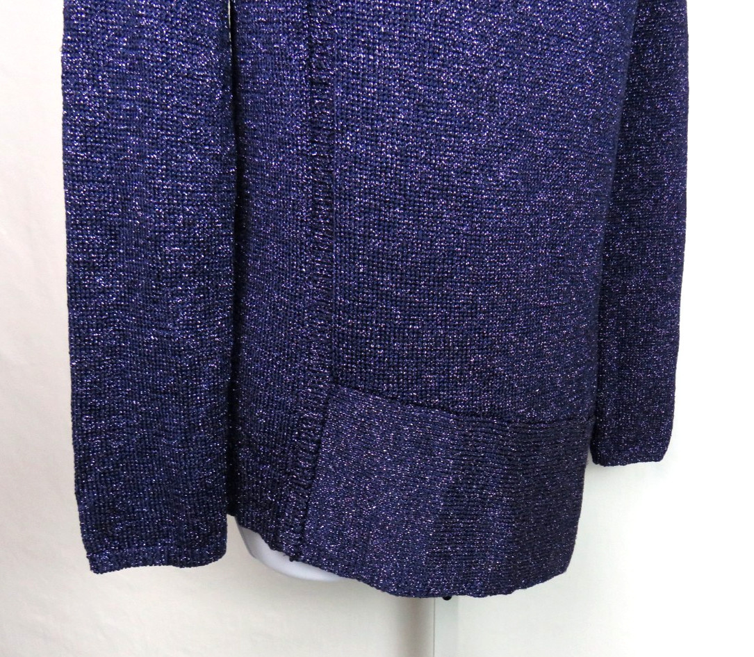 VTG CHICO’S PURPLE STRETCH TOP WITH SILVER METALLIC SPARKLING THREAD SIZE 1