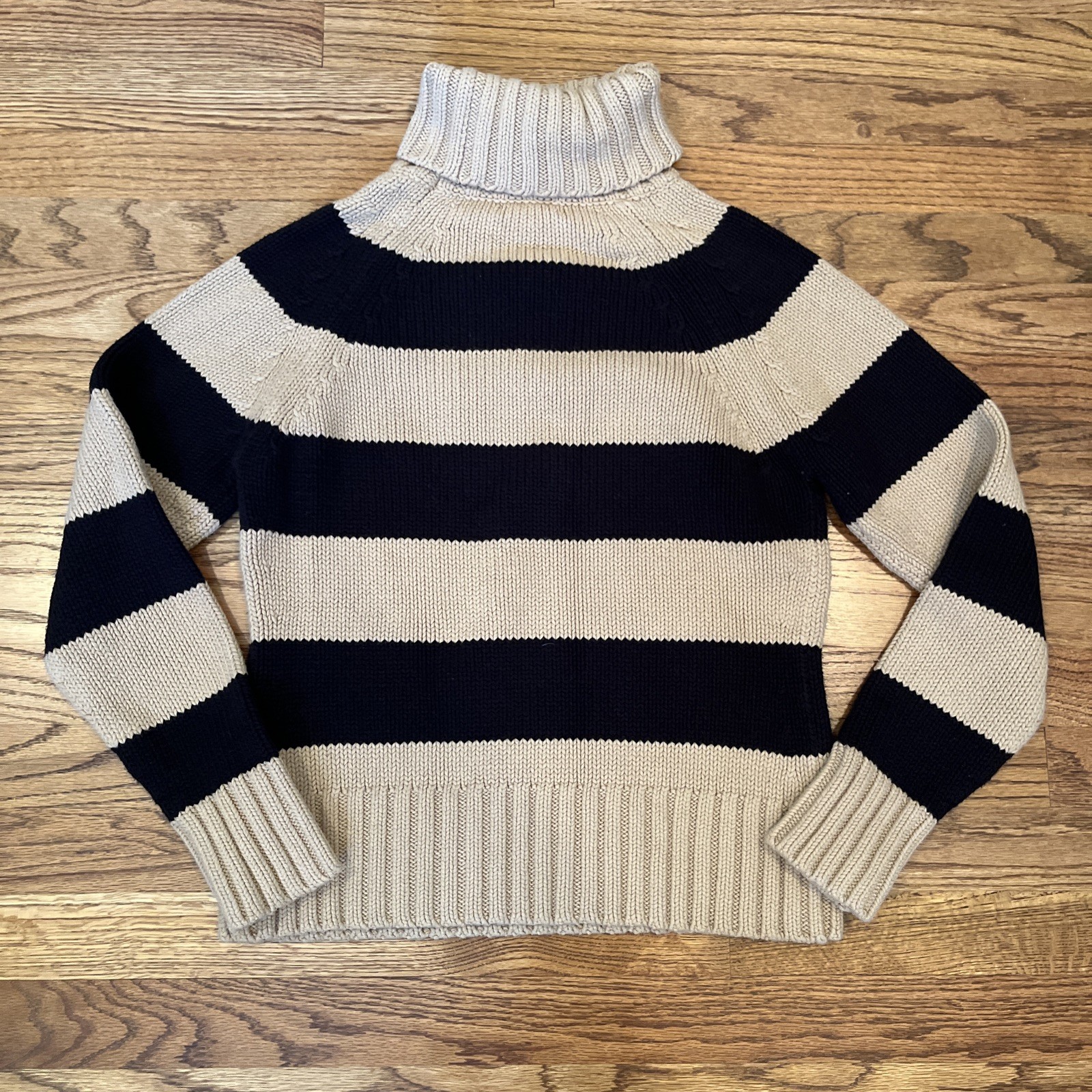 VINTAGE WOMENS GAP Y2K FALL 2002 STRIPE KNIT TURTLENECK SWEATER SMALL -MEDIUM