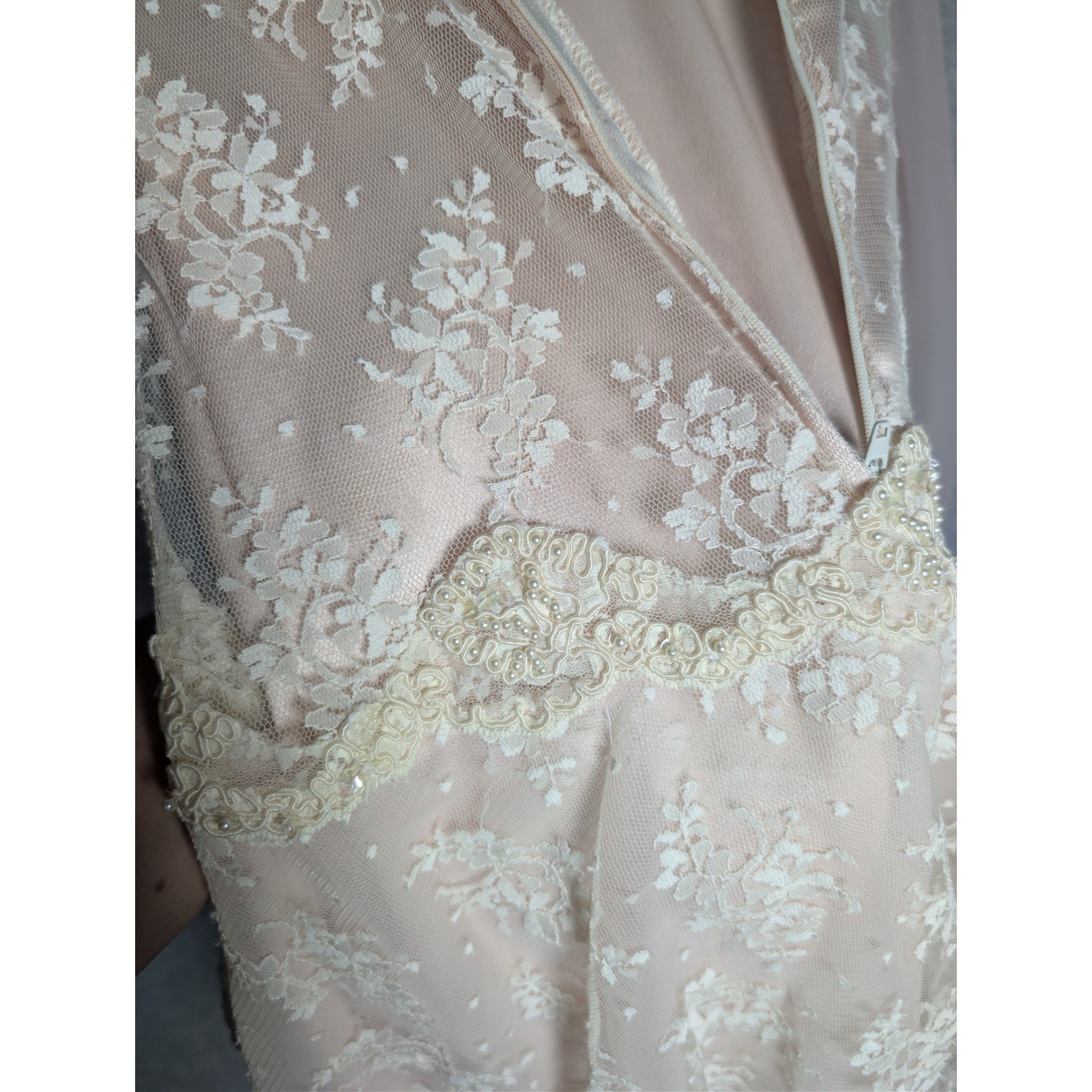 Susan Lane Country Elegance Dress Womens 12 Pink Vintage Lace Tiered Maxi