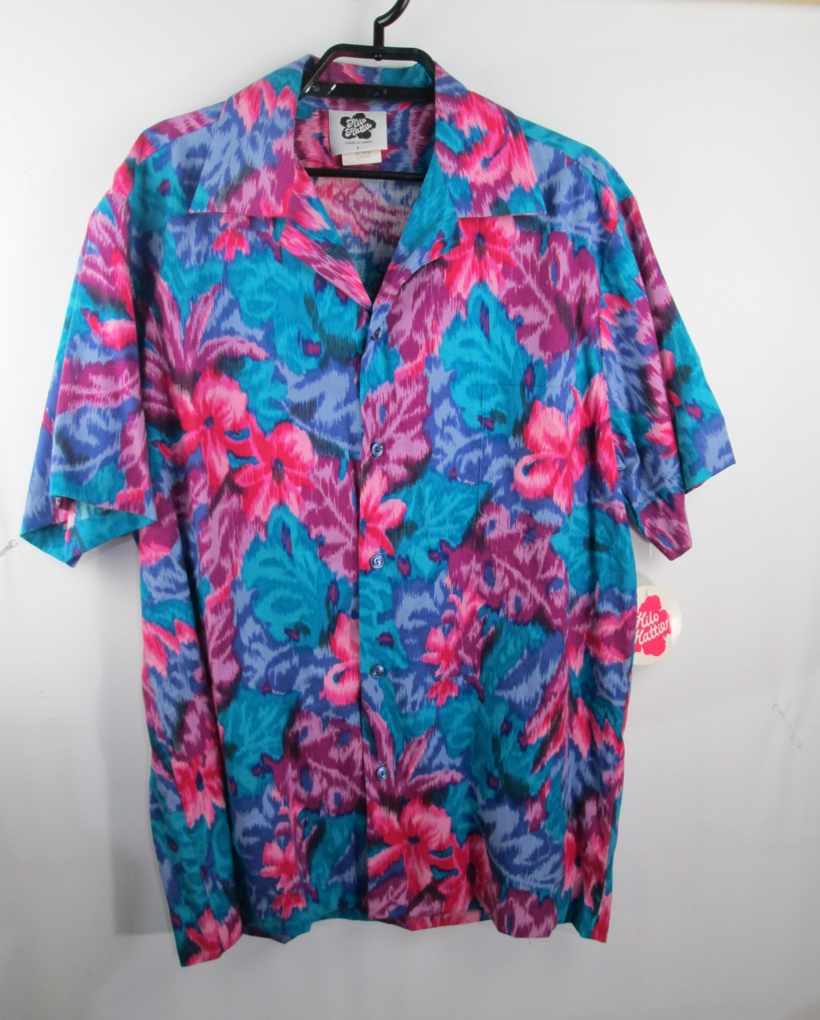 VTG Hilo Hattie Hawaiian Shirt Sz Large Button-Up Cotton Rayon Tropical NWT