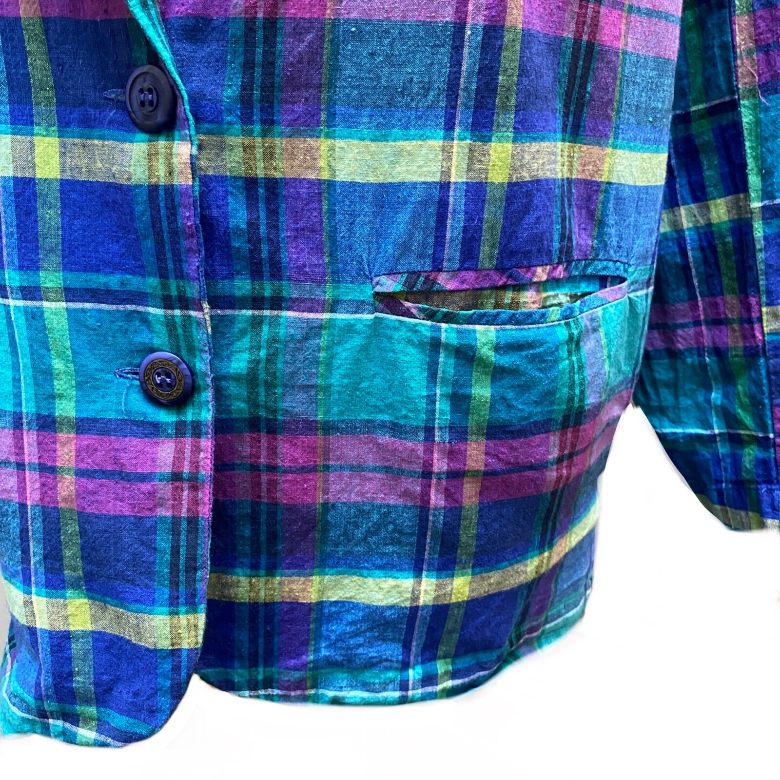 Vtg Plaid Jacket Blazer Chest 40in. Preppy Madres Sporty Academia OBR Summer d