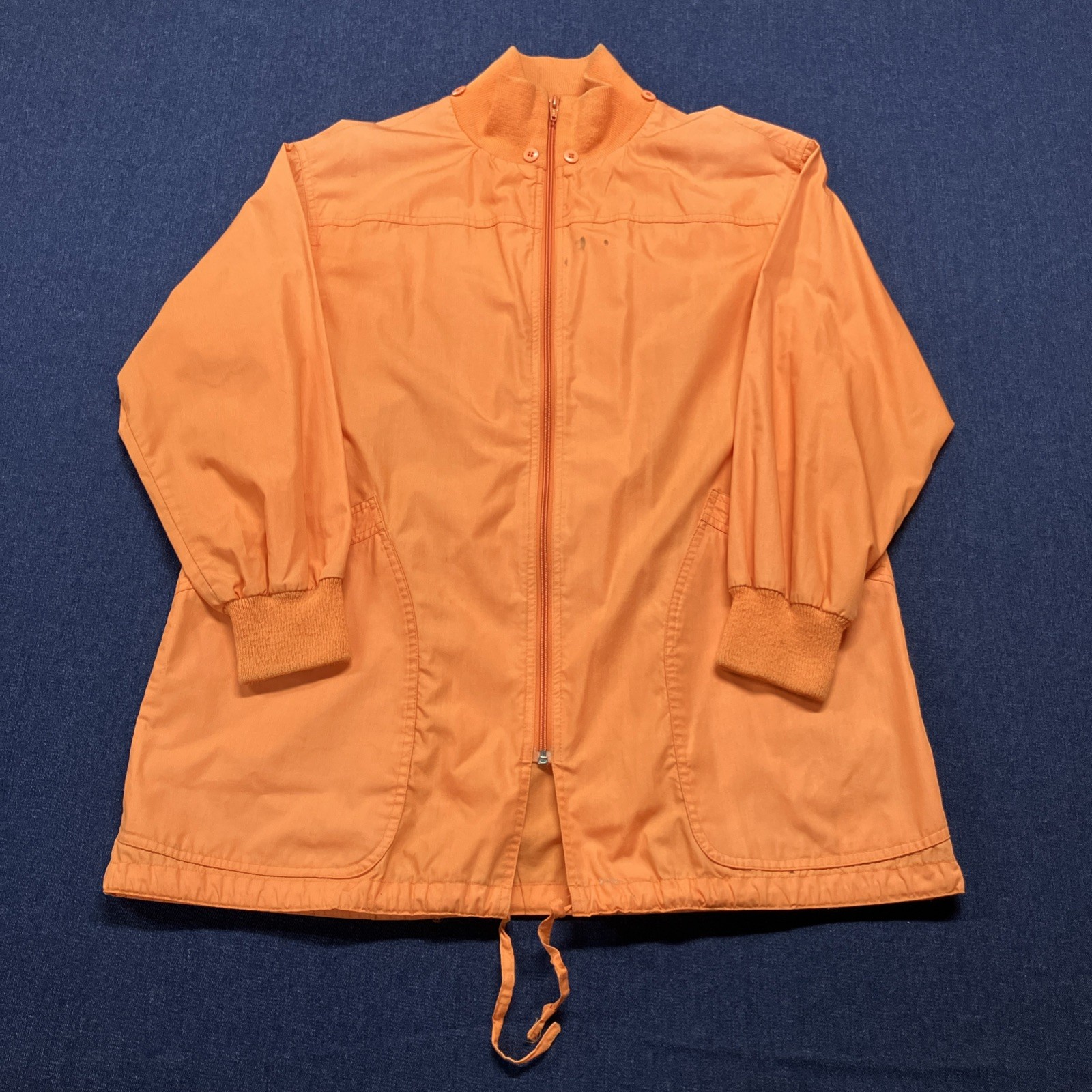 Vtg Distressed 70s 80s Foxland Polycotton Long Rain Windbreaker Jacket Orange L
