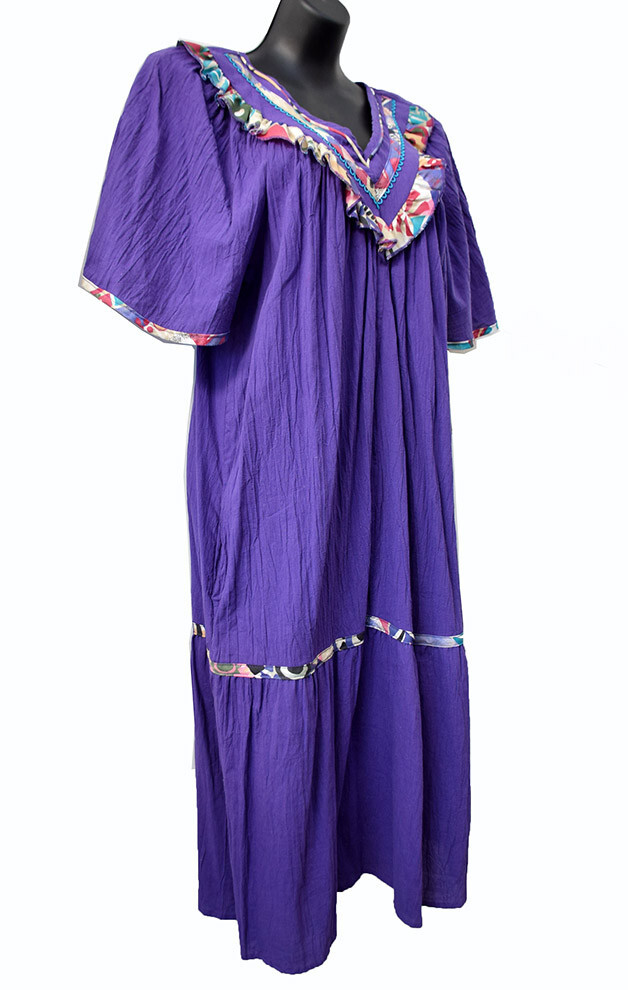 Vintage APPEL House Dress Mumu GRAPE Purple Kaftan V-Neck Butterfly Sleeves, NWT
