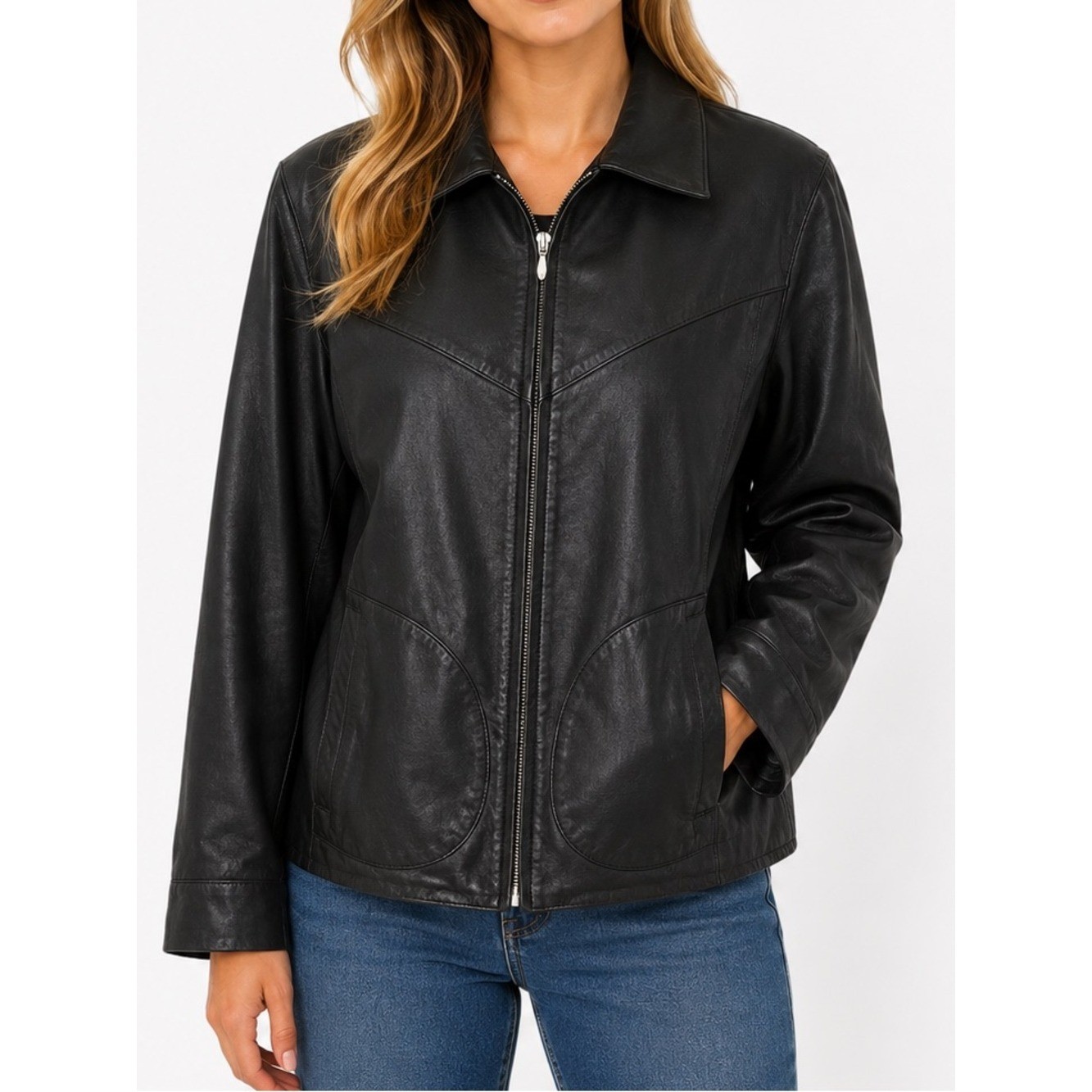 Vintage Wilsons Leather Maxima Ladies Jacket 100% Leather Medium Black