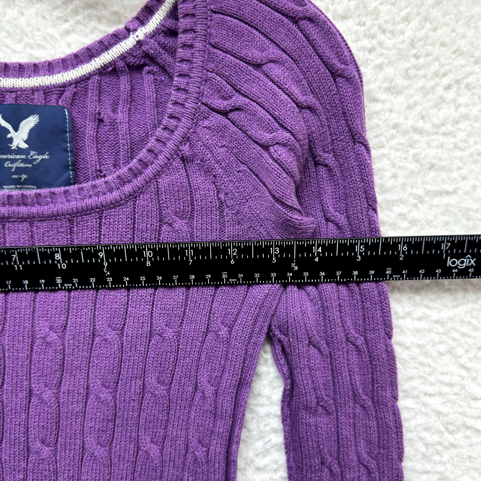 Y2K Vintage American Eagle Sweater XS Purple Cable Knit Bella Swan Fairy Grunge