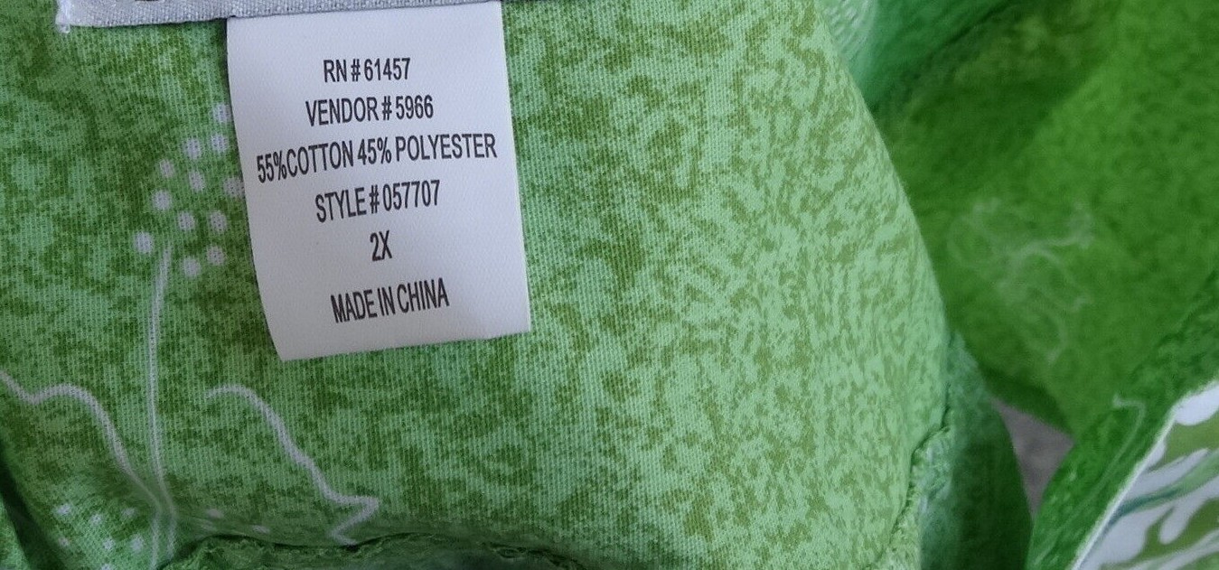 Nos Hawaiian Cotton Blend Green Muu Muu Lounging Summer House Dress 2xl