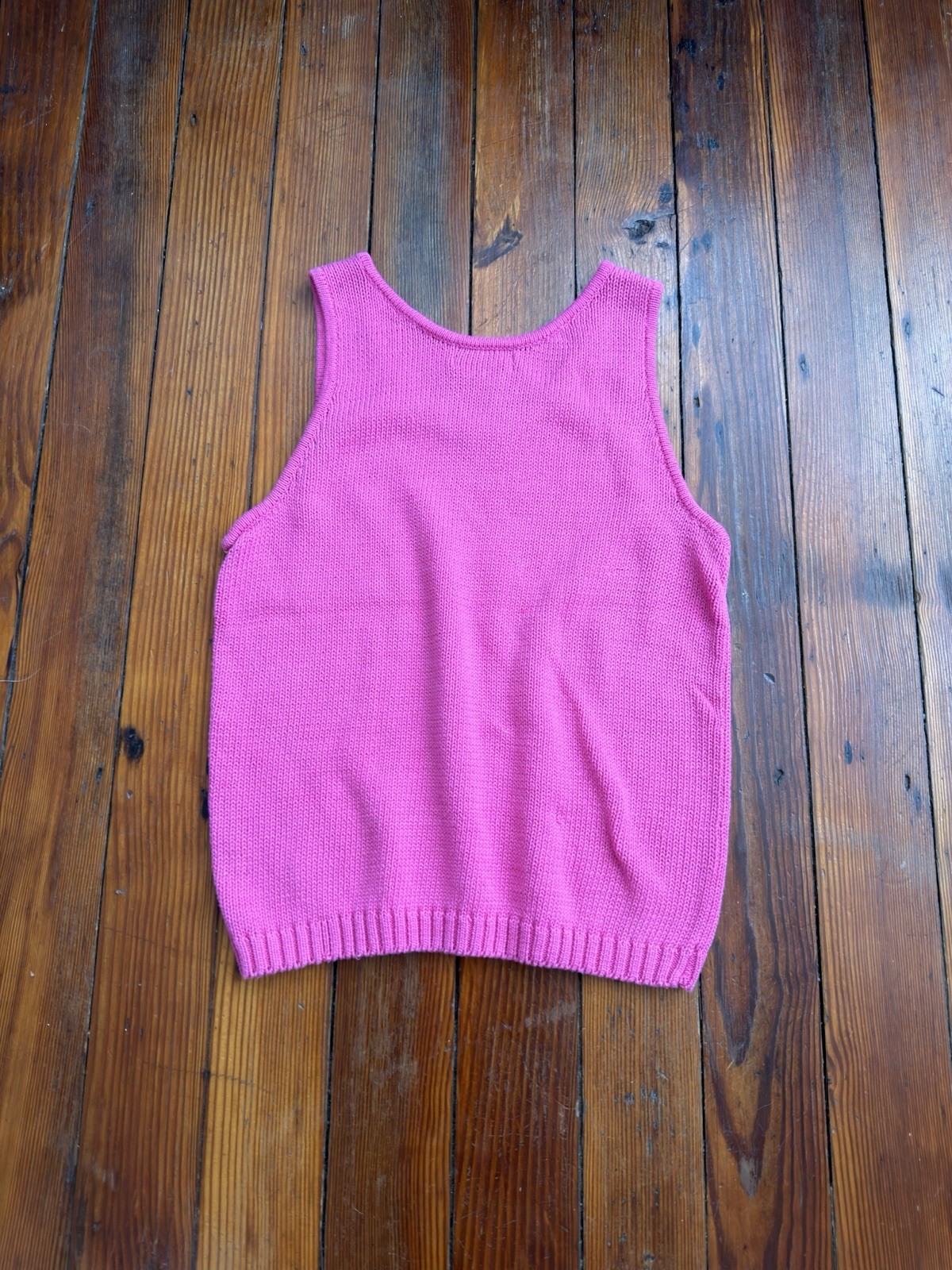 Vintage 80s Davison’s of Bermuda 100% cotton pink sailboat sleeveless sweater