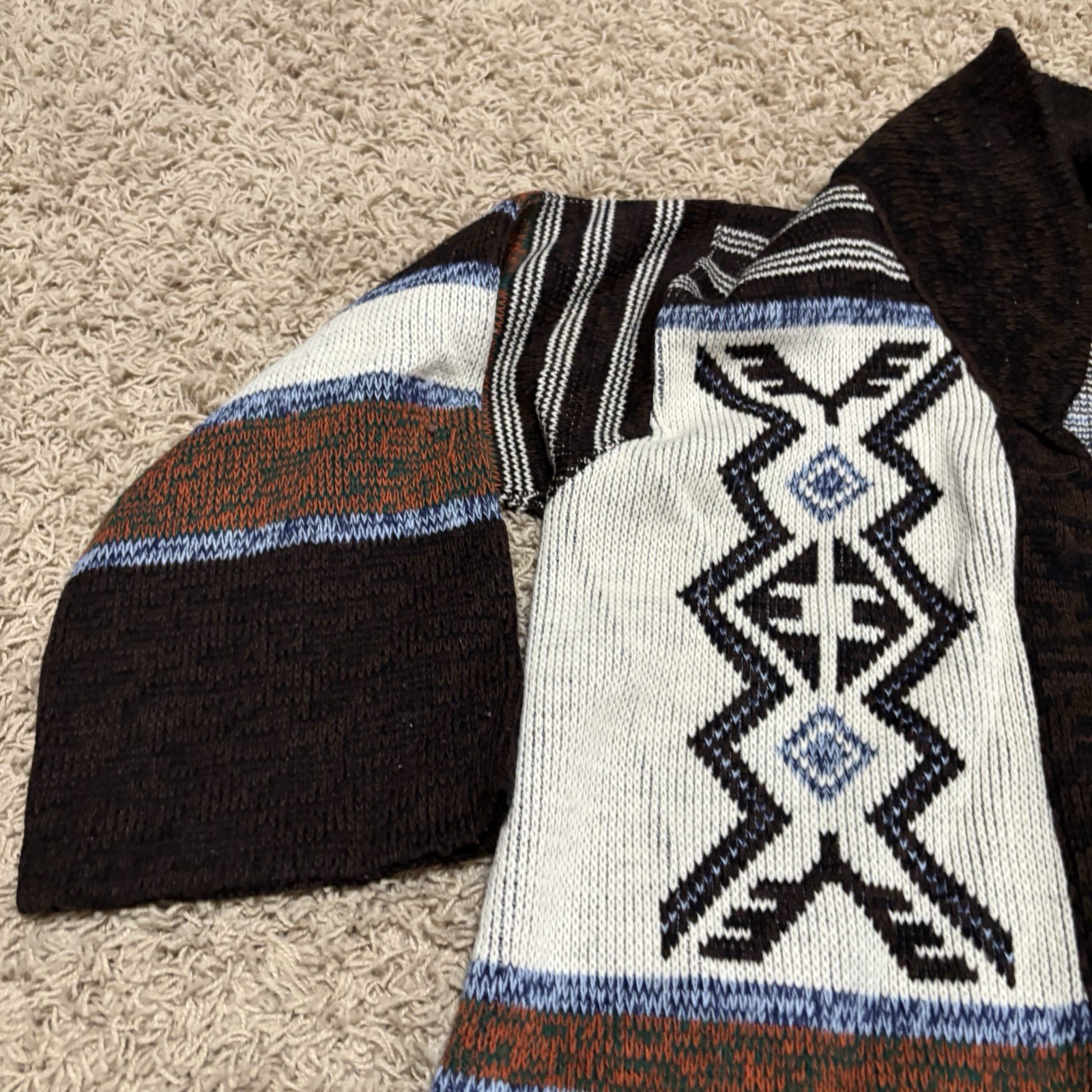 Vintage 80’s Retro Fall cardigan Western Native Boho Design Sweater Size L