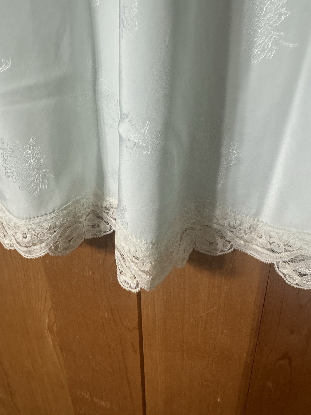 Vtg Farr West Sea Foam Green Embossed Glossy Satin Half Slip M L W-30-36” NWD