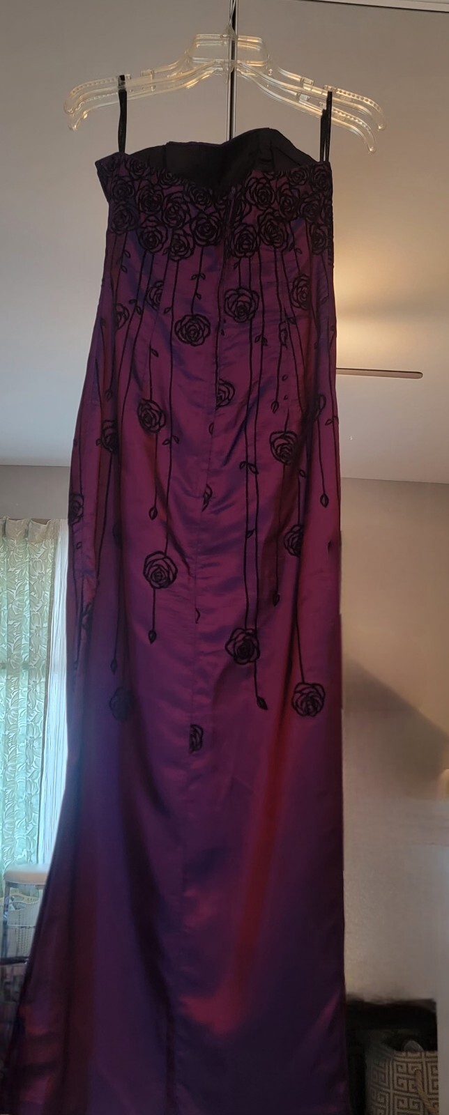 Jessica McClintock SZ 7 Gunne Sax STRAPLESS Purple Blue Overlay VTG 2001 💜💜💜