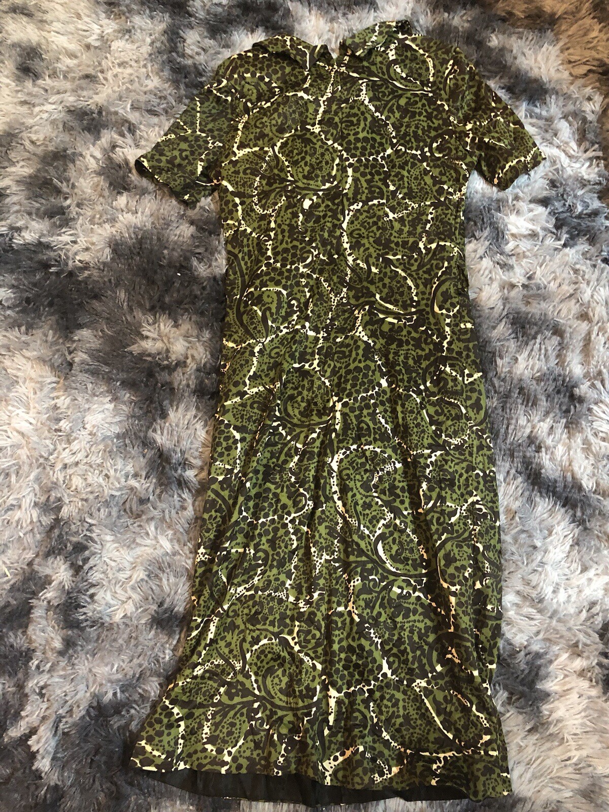 Vintage 60s Cay Artley Brown Black White Geometric Groovy Dress Womens Sz~XS/S